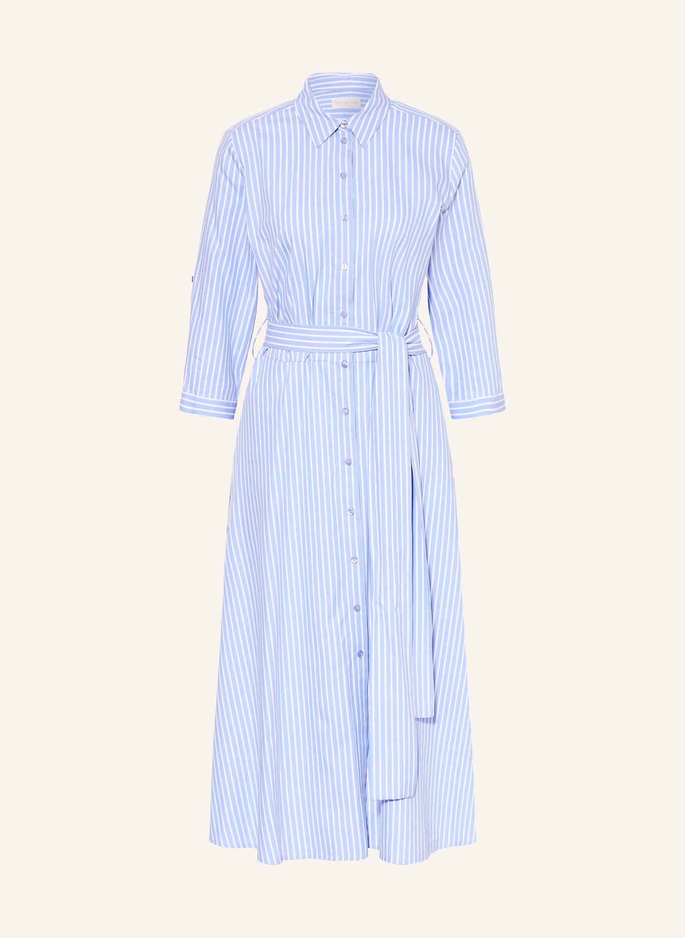 MILANO ITALY Hemdblusenkleid mit 3/4-Arm: HELLBLAU / WEISS