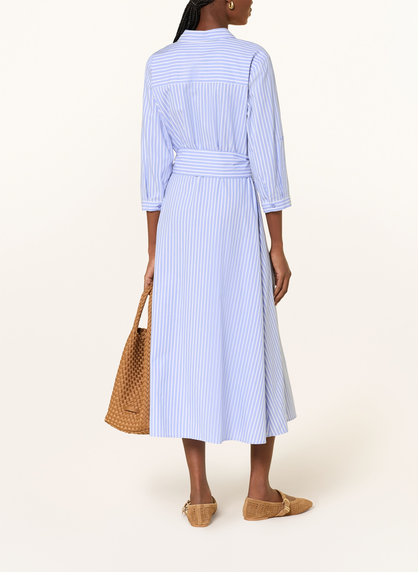 MILANO ITALY Hemdblusenkleid mit 3/4-Arm: HELLBLAU / WEISS