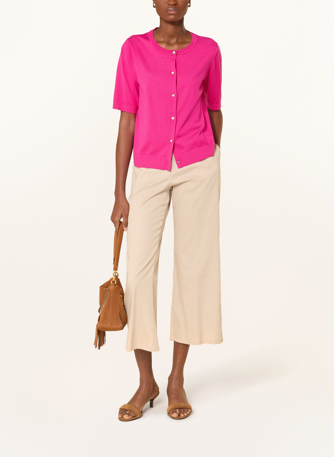 MILANO ITALY Cardigan with gemstones: PINK