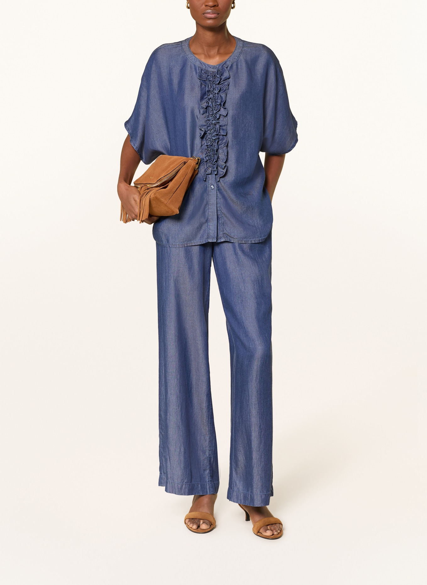 MILANO ITALY Spodnie typu marlene w stylu jeansowym: NIEBIESKI