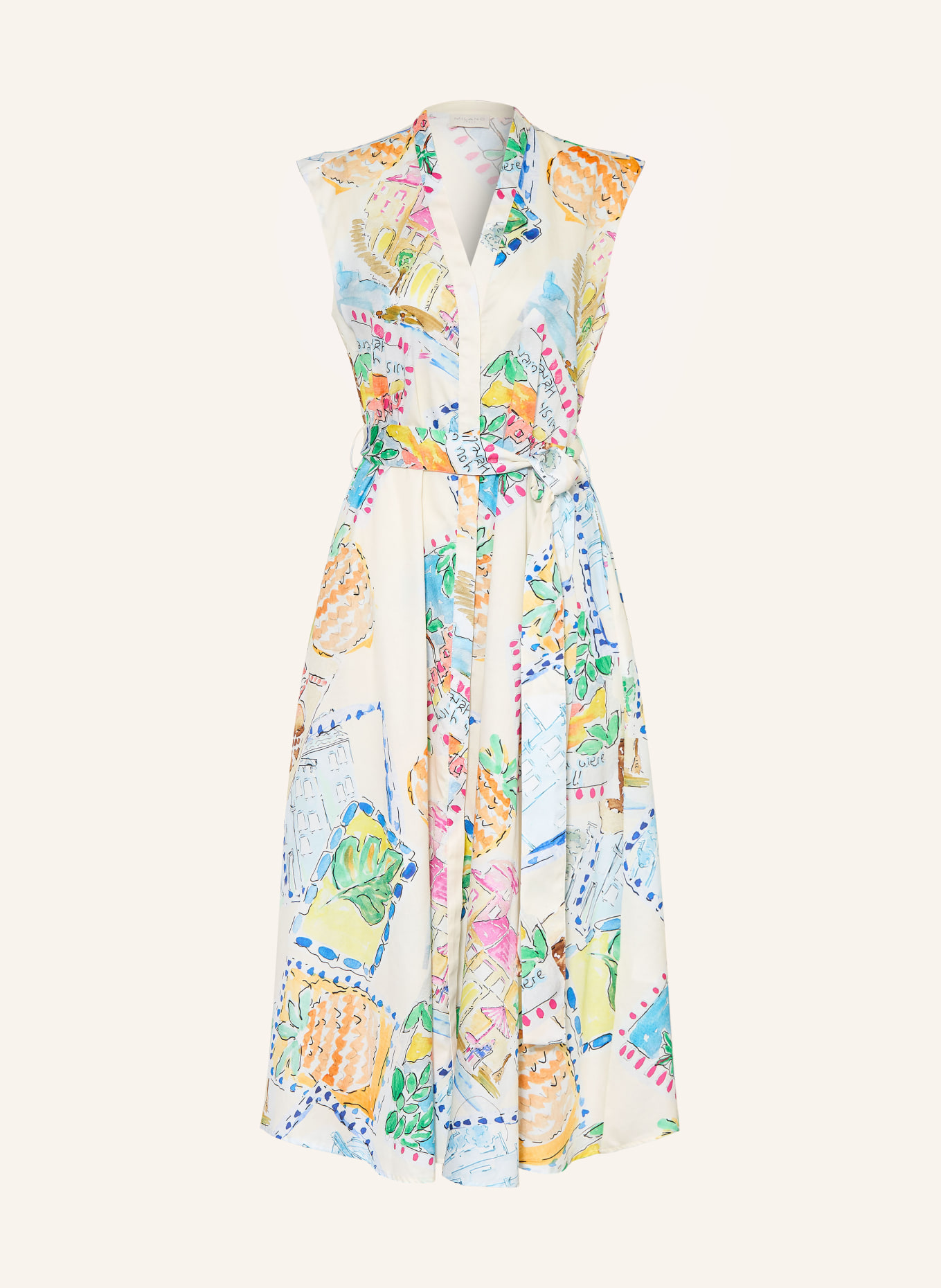 MILANO ITALY Kleid: CREME / ORANGE / BLAU