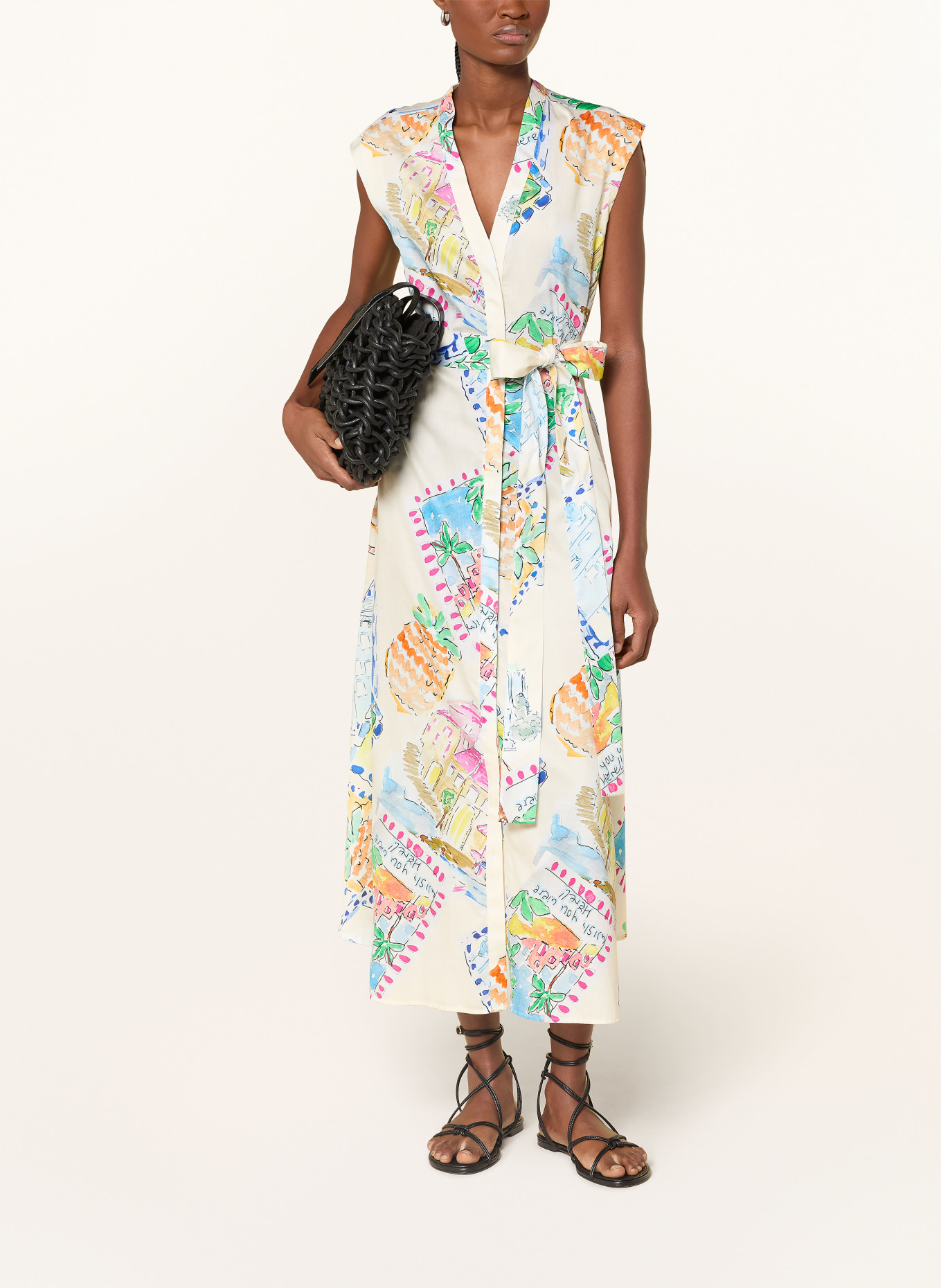 MILANO ITALY Kleid: CREME / ORANGE / BLAU