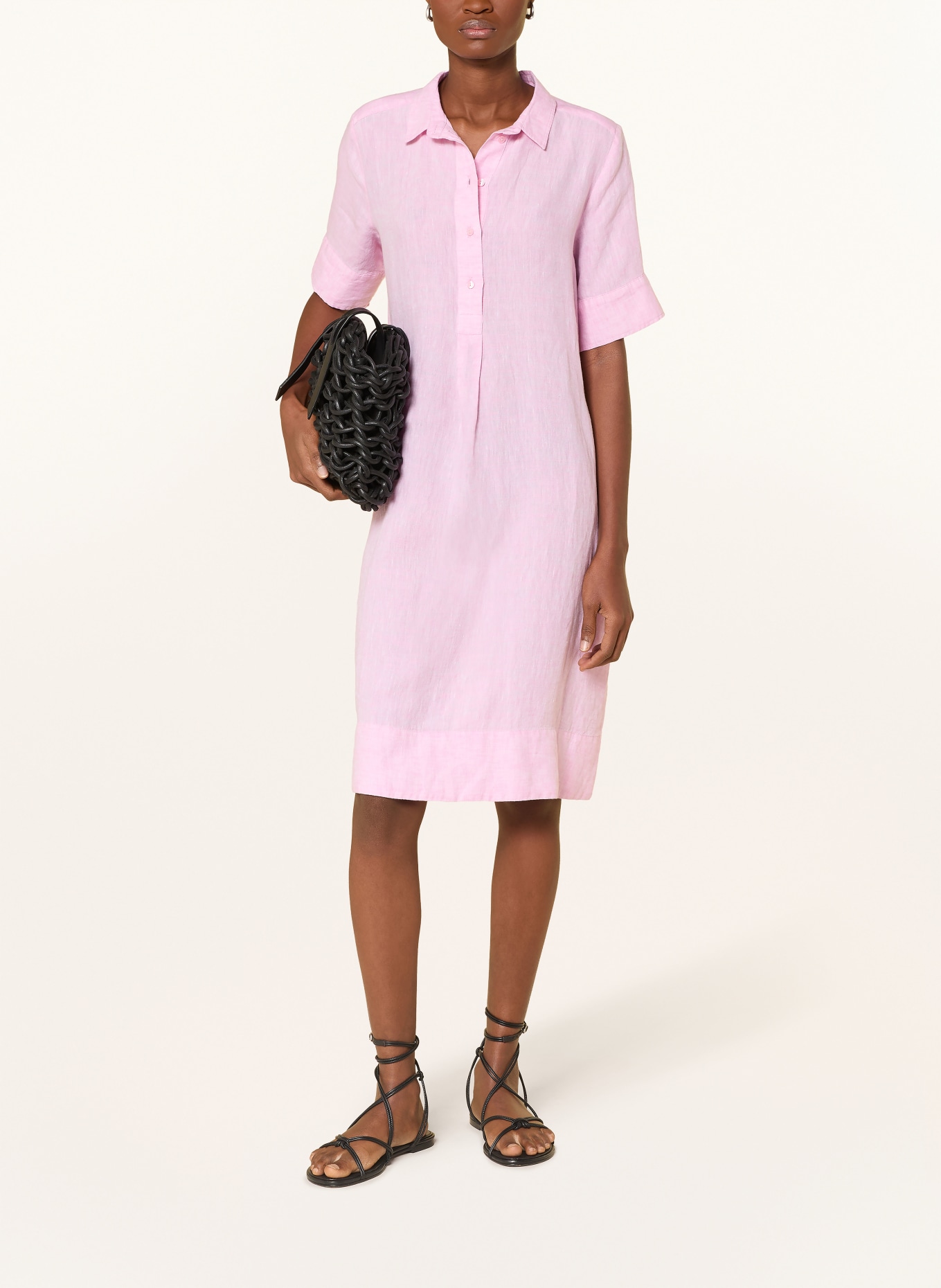 MILANO ITALY Linen shirt dress: PINK