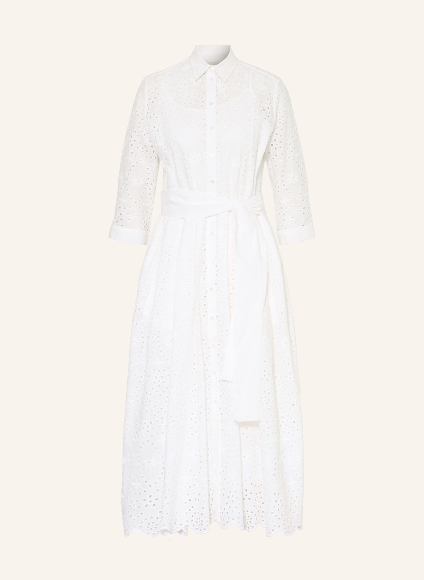 MILANO ITALY Hemdblusenkleid aus Lochspitze mit 3/4-Arm: WEISS