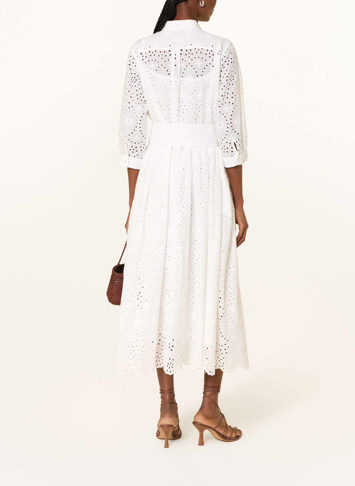 MILANO ITALY Hemdblusenkleid aus Lochspitze mit 3/4-Arm: WEISS