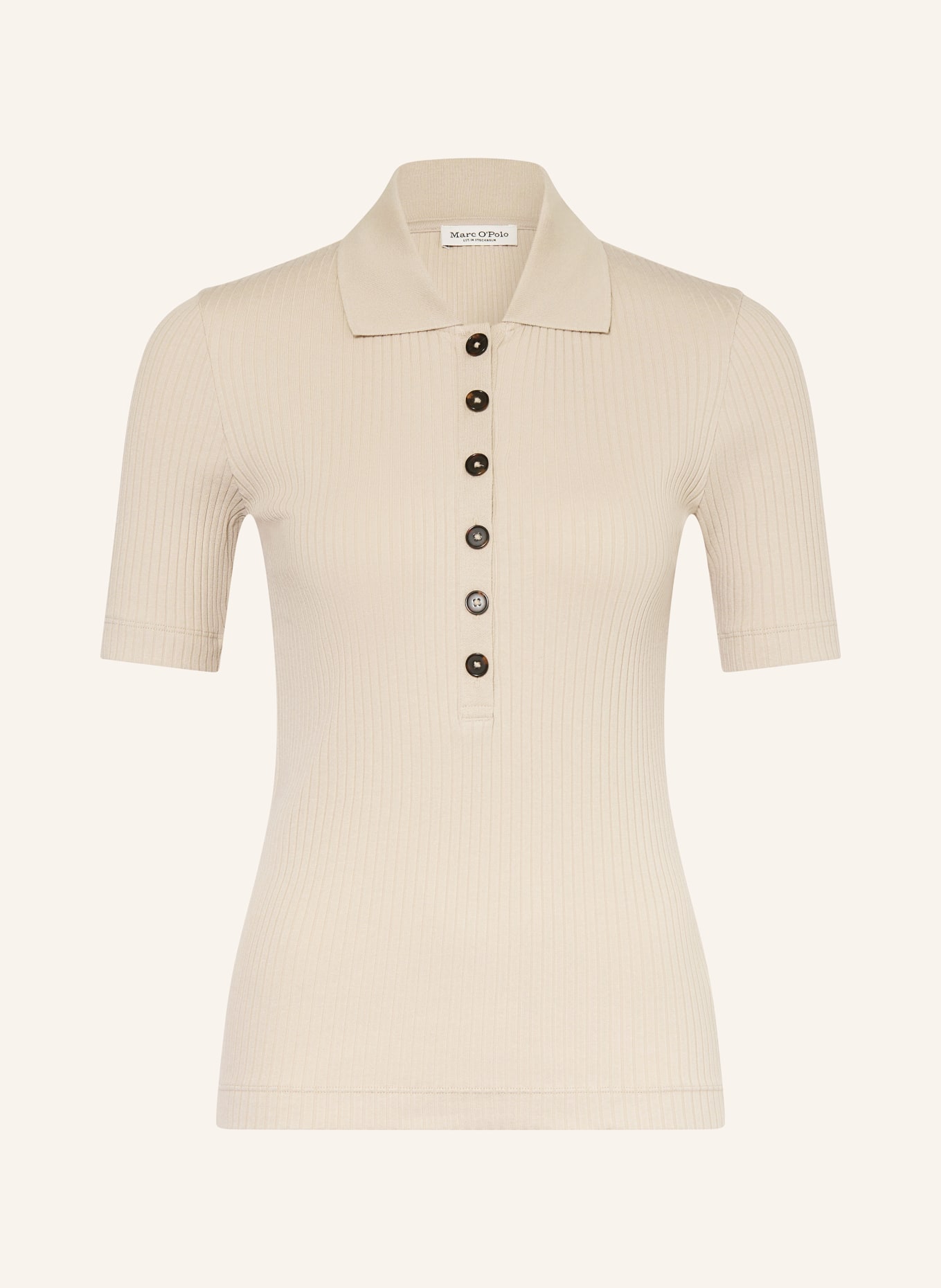 Marc O'Polo Pletené polo tričko: SVĚTLE HNĚDÁ