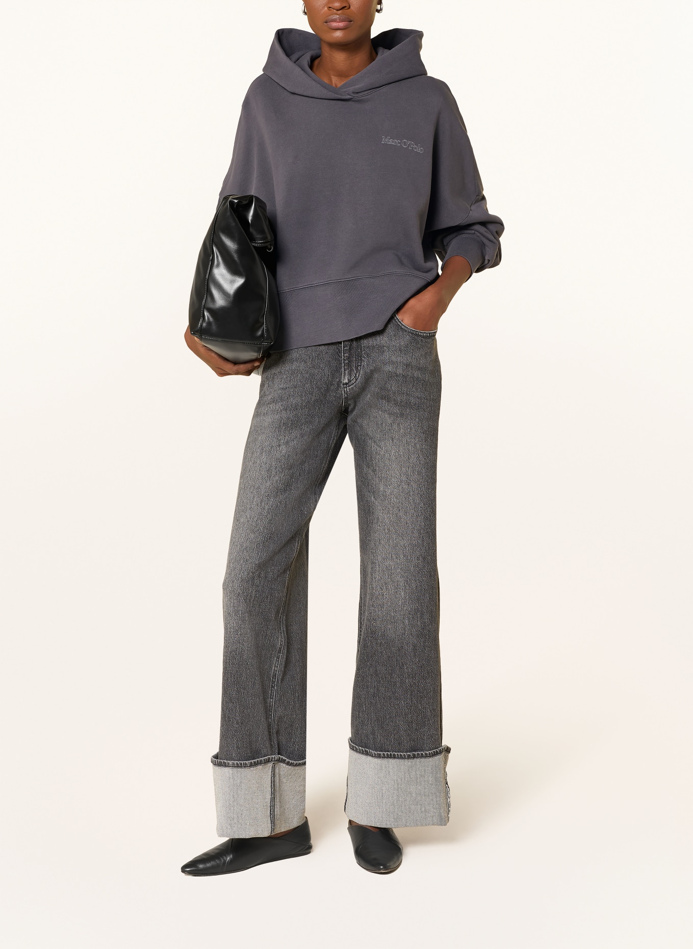 Marc O'Polo Oversized mikina s kapucí: TMAVĚ ŠEDÁ