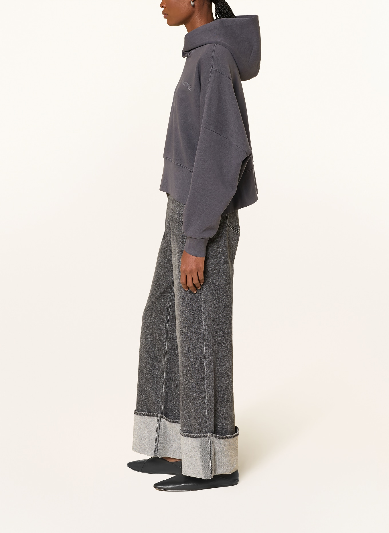 Marc O'Polo Oversized mikina s kapucí: TMAVĚ ŠEDÁ