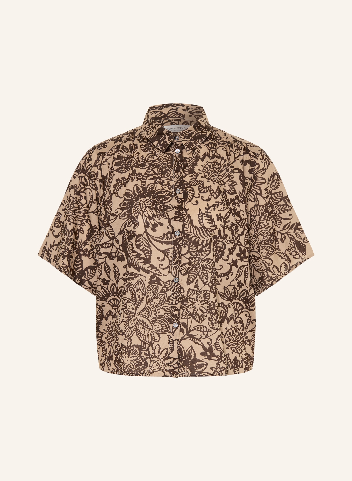 Marc O'Polo overhemdblouse: BEIGE / MARRON FONCÉ