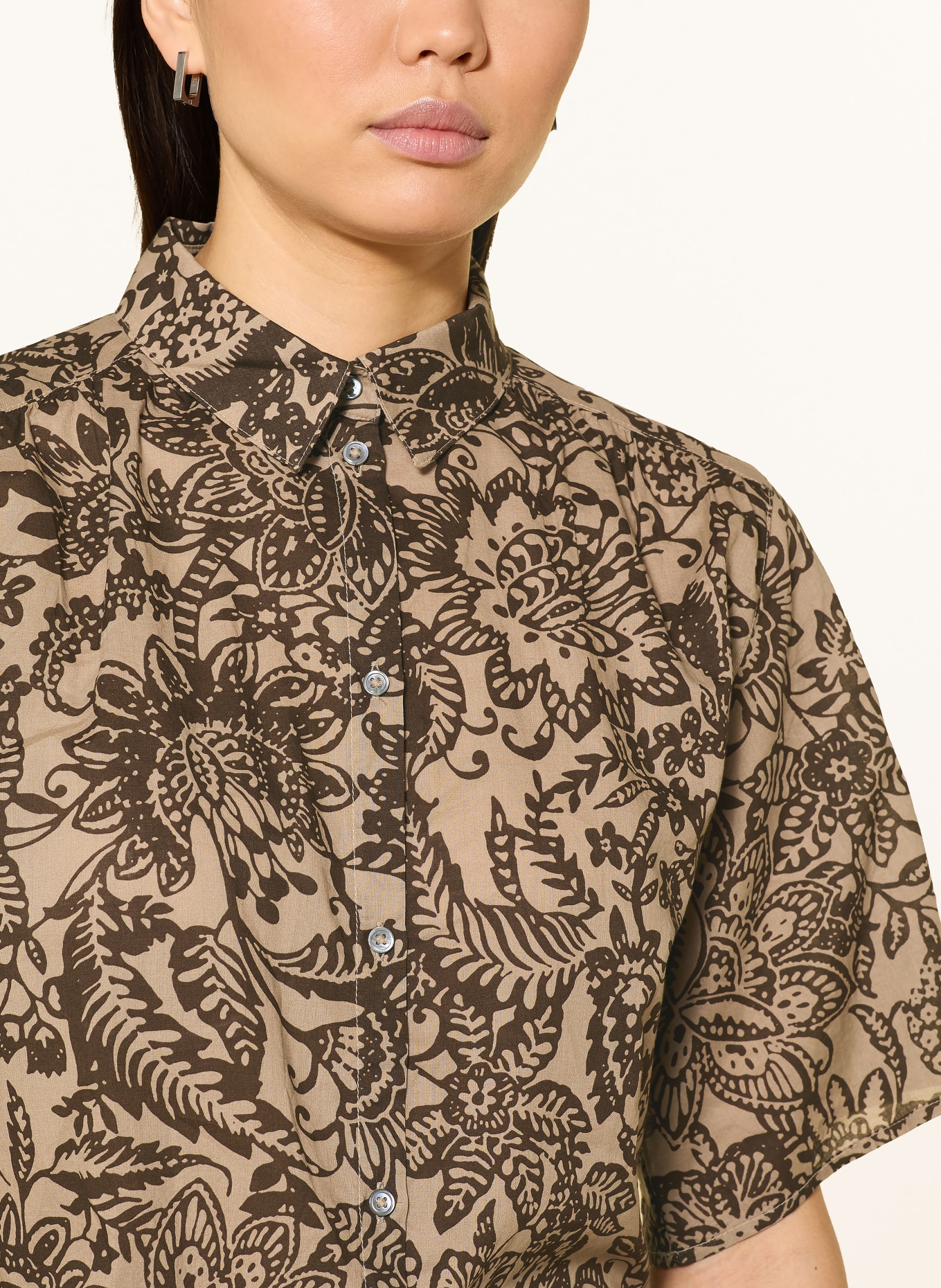 Marc O'Polo overhemdblouse: BEIGE / MARRON FONCÉ