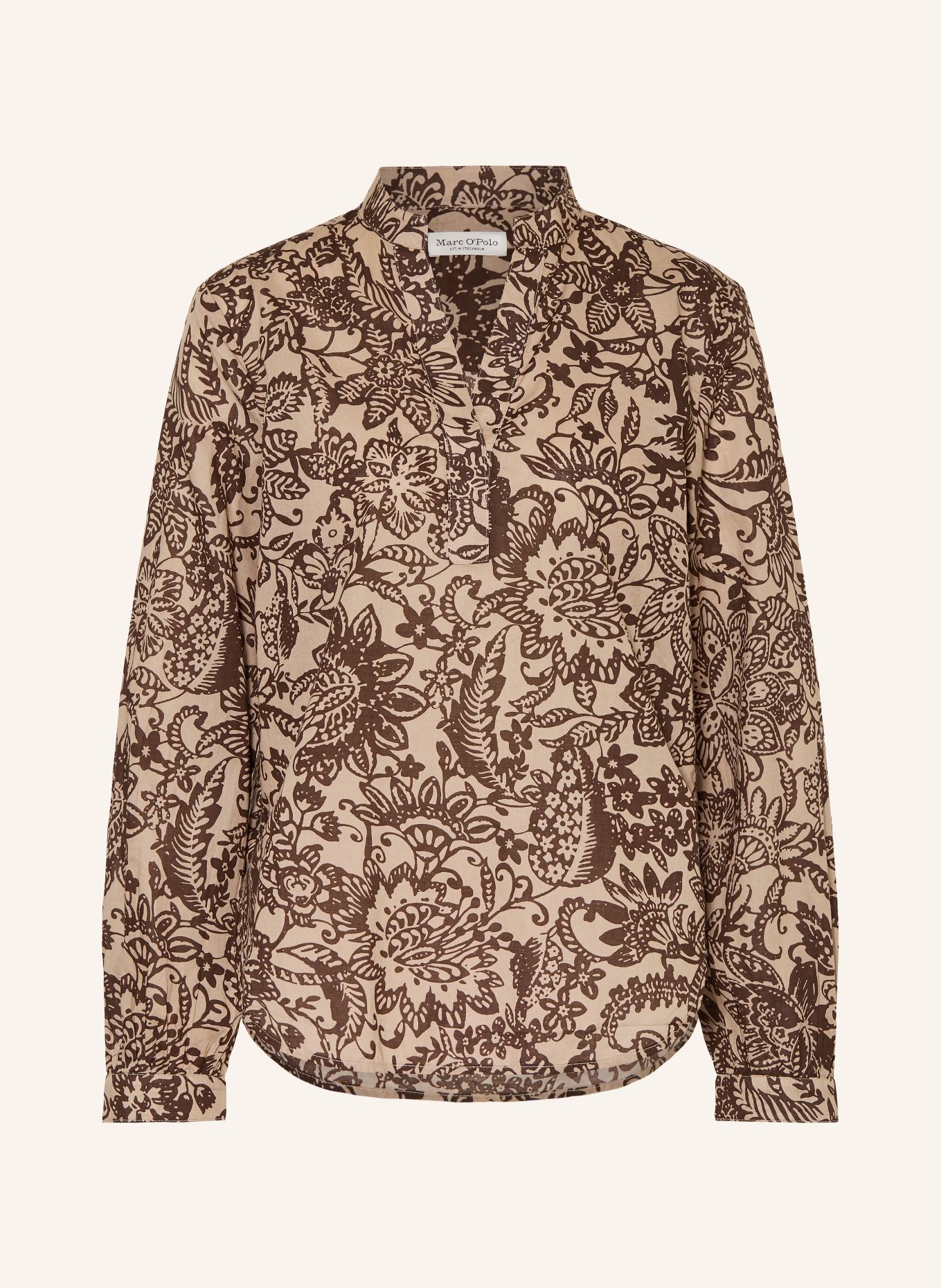 Marc O'Polo Blusenshirt: BEIGE / DUNKELBRAUN