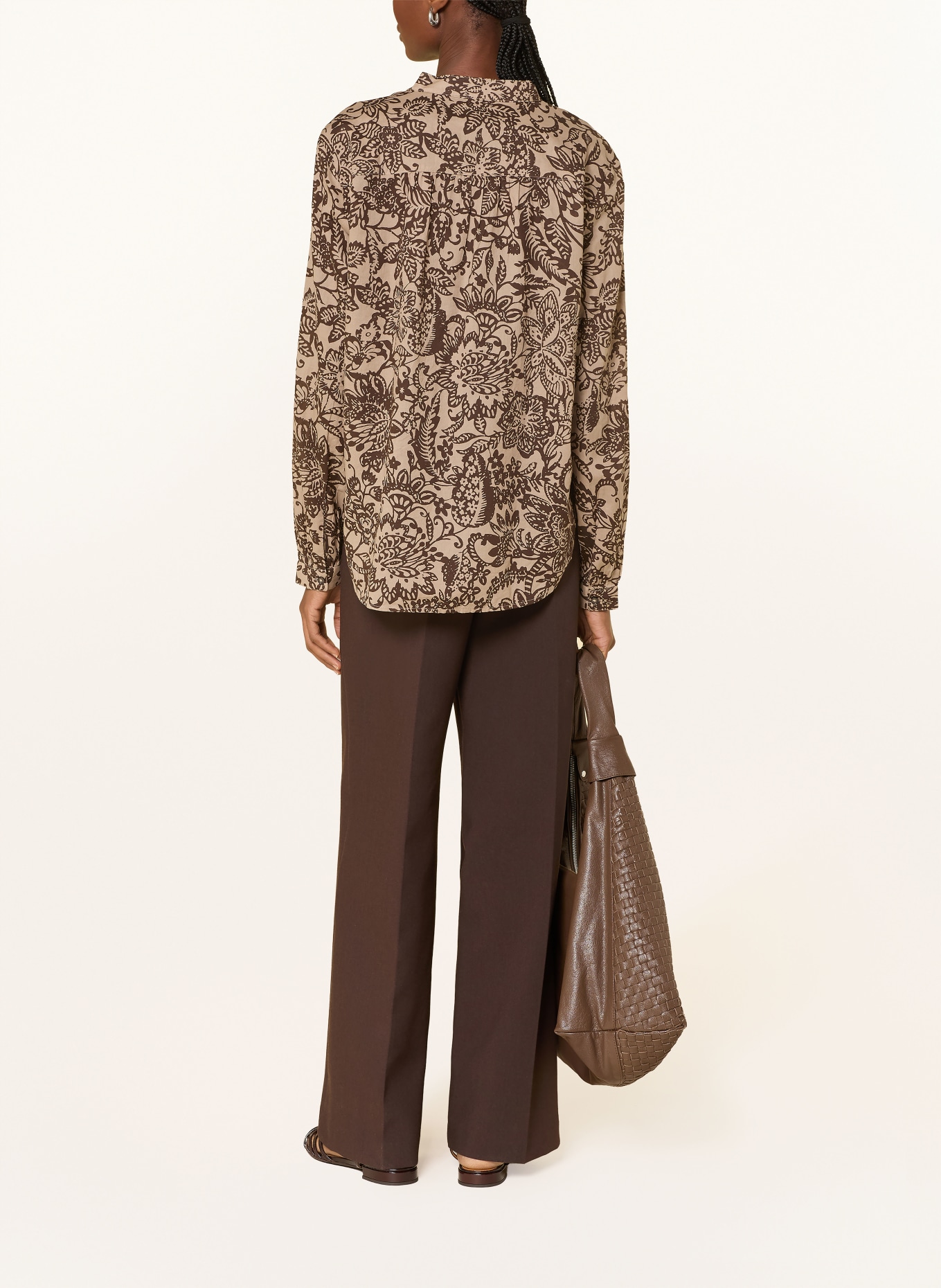 Marc O'Polo Blusenshirt: BEIGE / DUNKELBRAUN