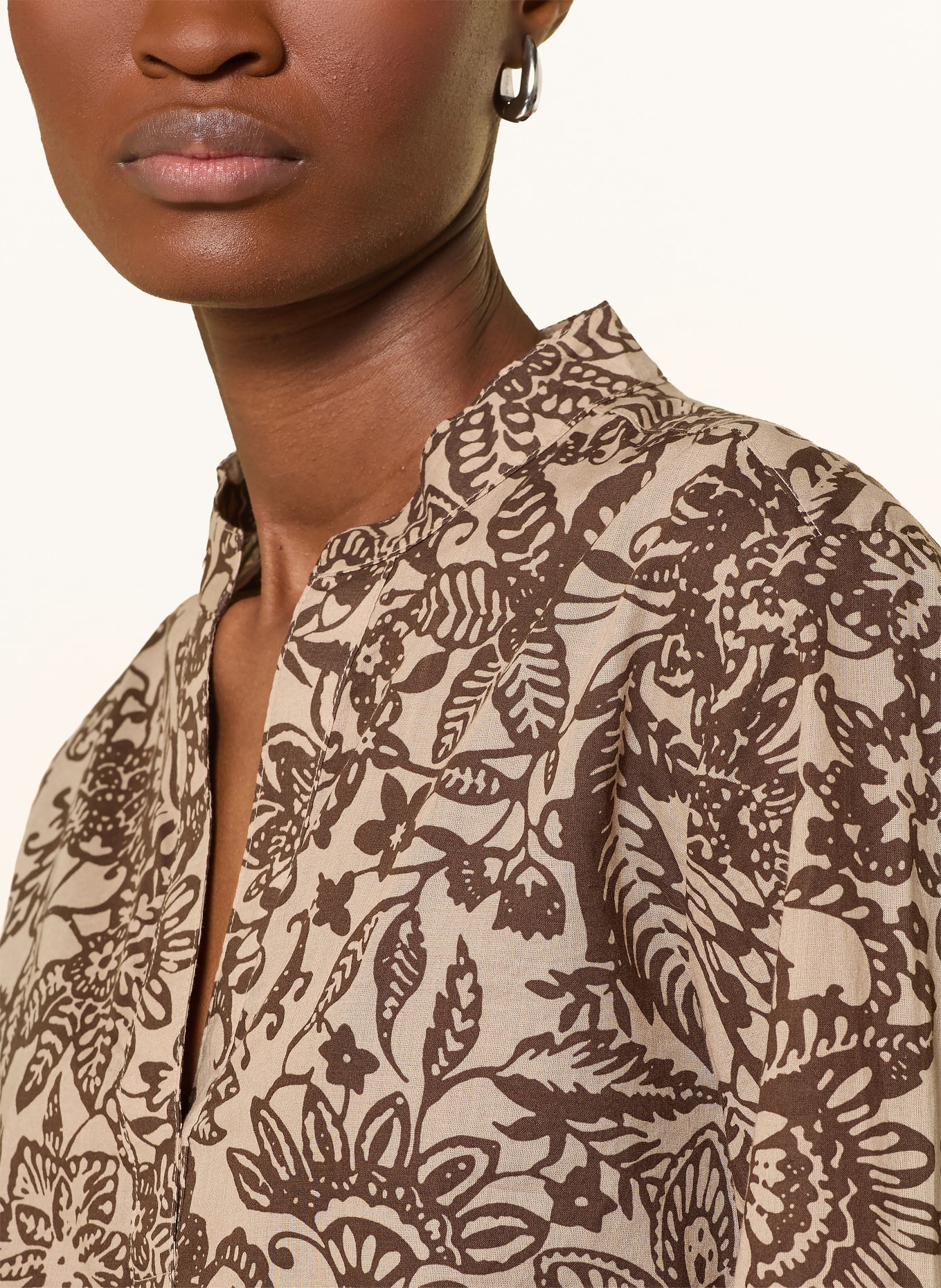 Marc O'Polo Blusenshirt: BEIGE / DUNKELBRAUN