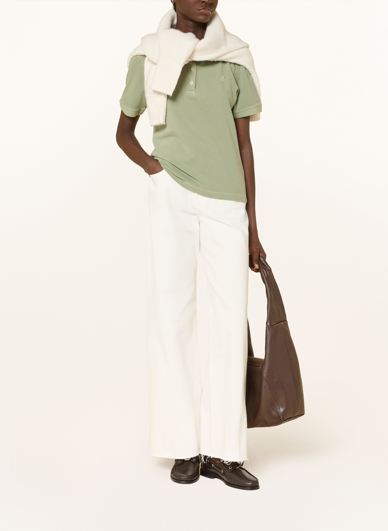 Marc O'Polo Strick-Poloshirt: HELLGRÜN