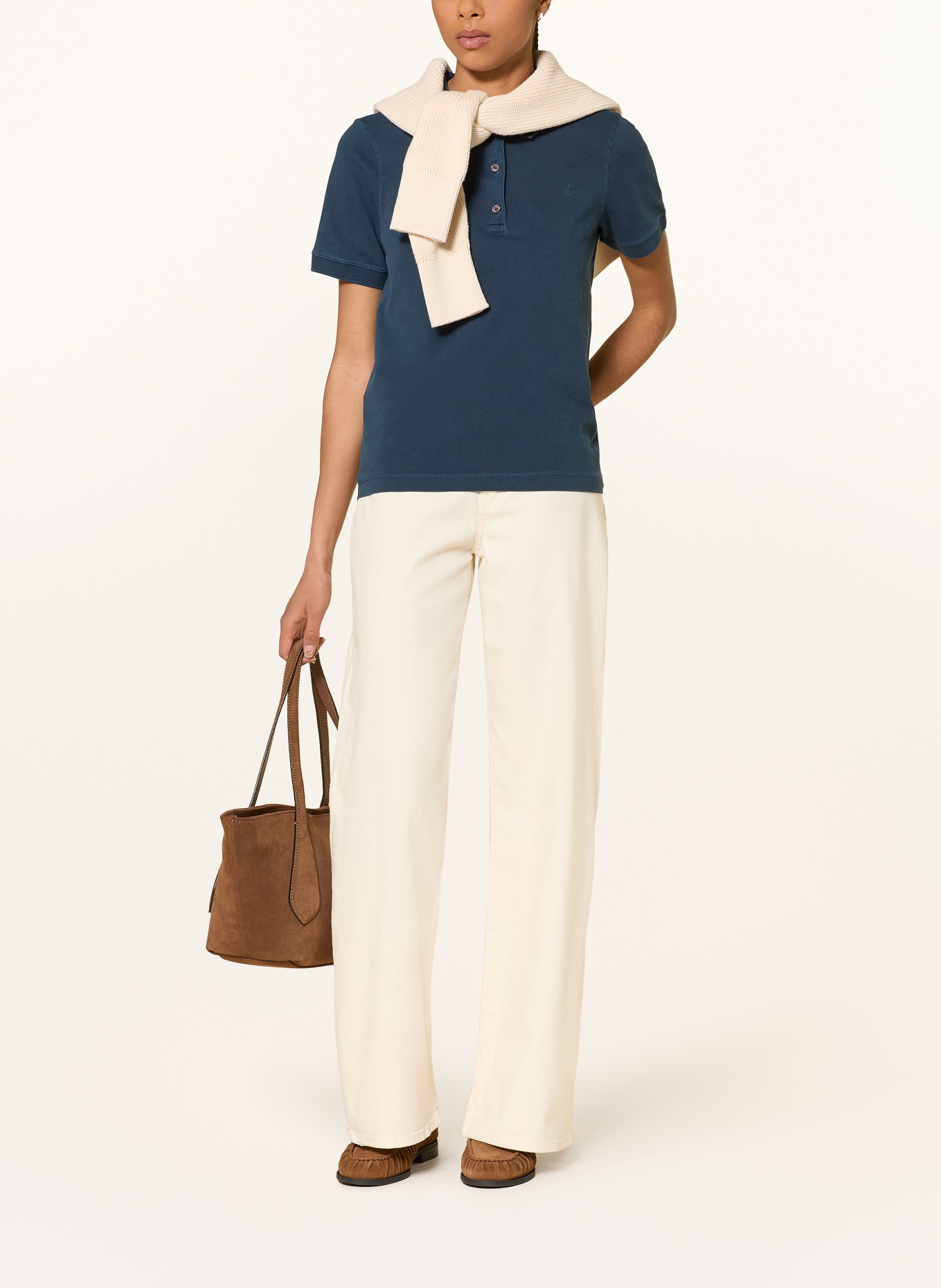 Marc O'Polo Pletené polo tričko: TMAVĚ MODRÁ