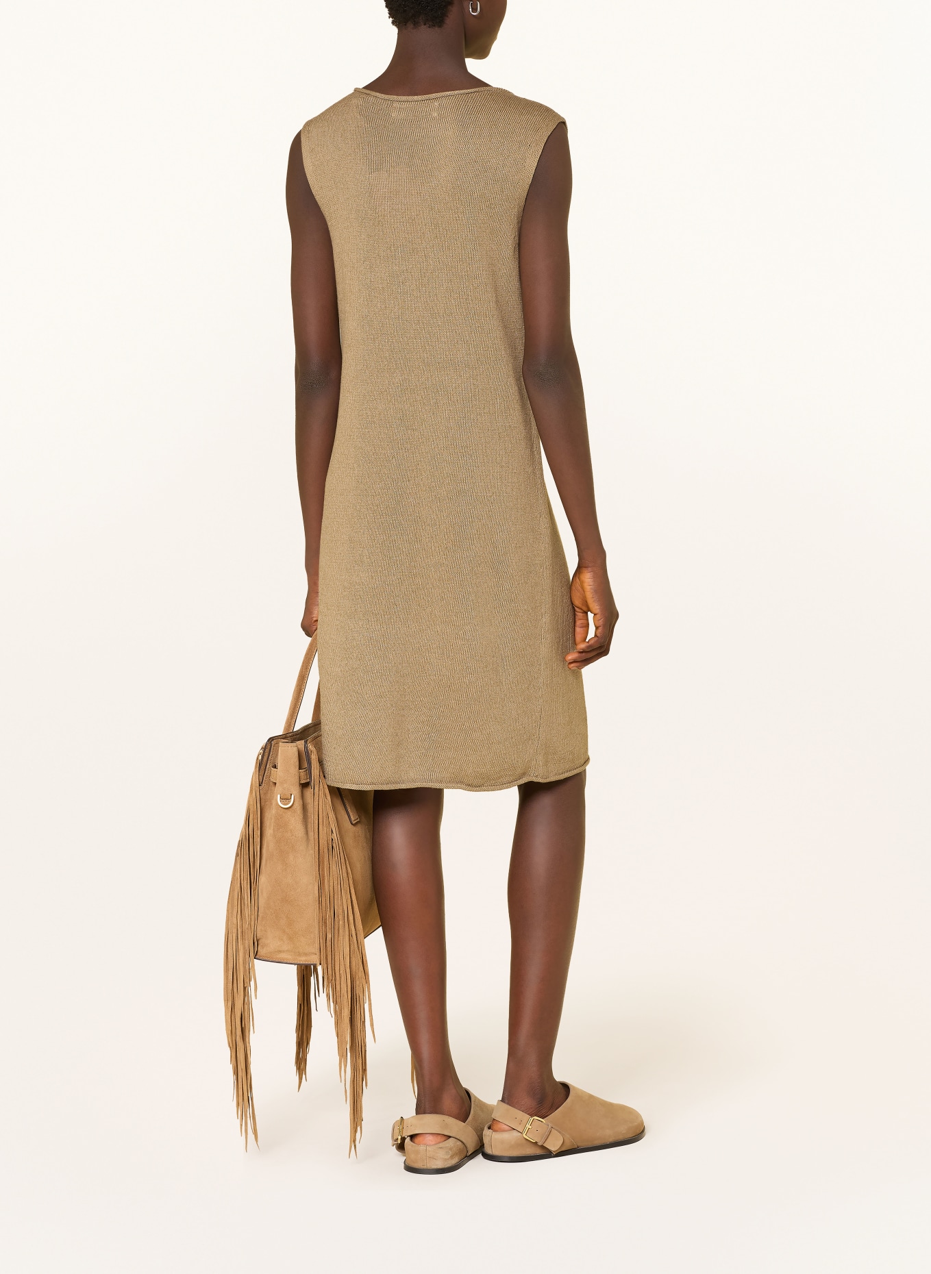 Marc O'Polo Knitted dress with linen: TAUPE