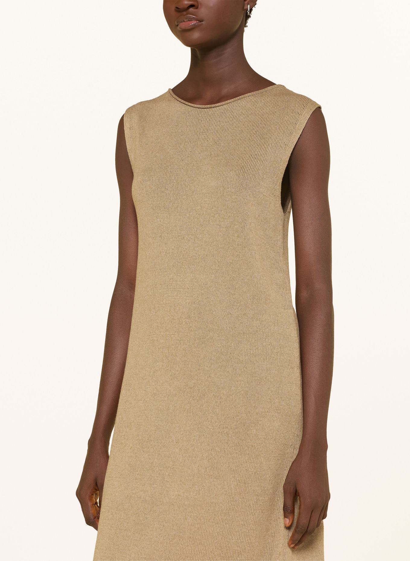 Marc O'Polo Knitted dress with linen: TAUPE