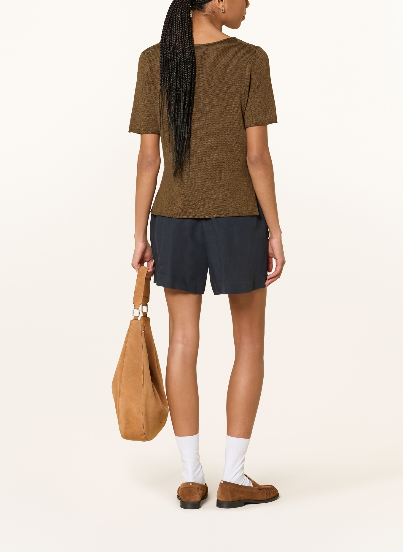 Marc O'Polo Sweter z dzianiny z lnem: BRĄZOWY