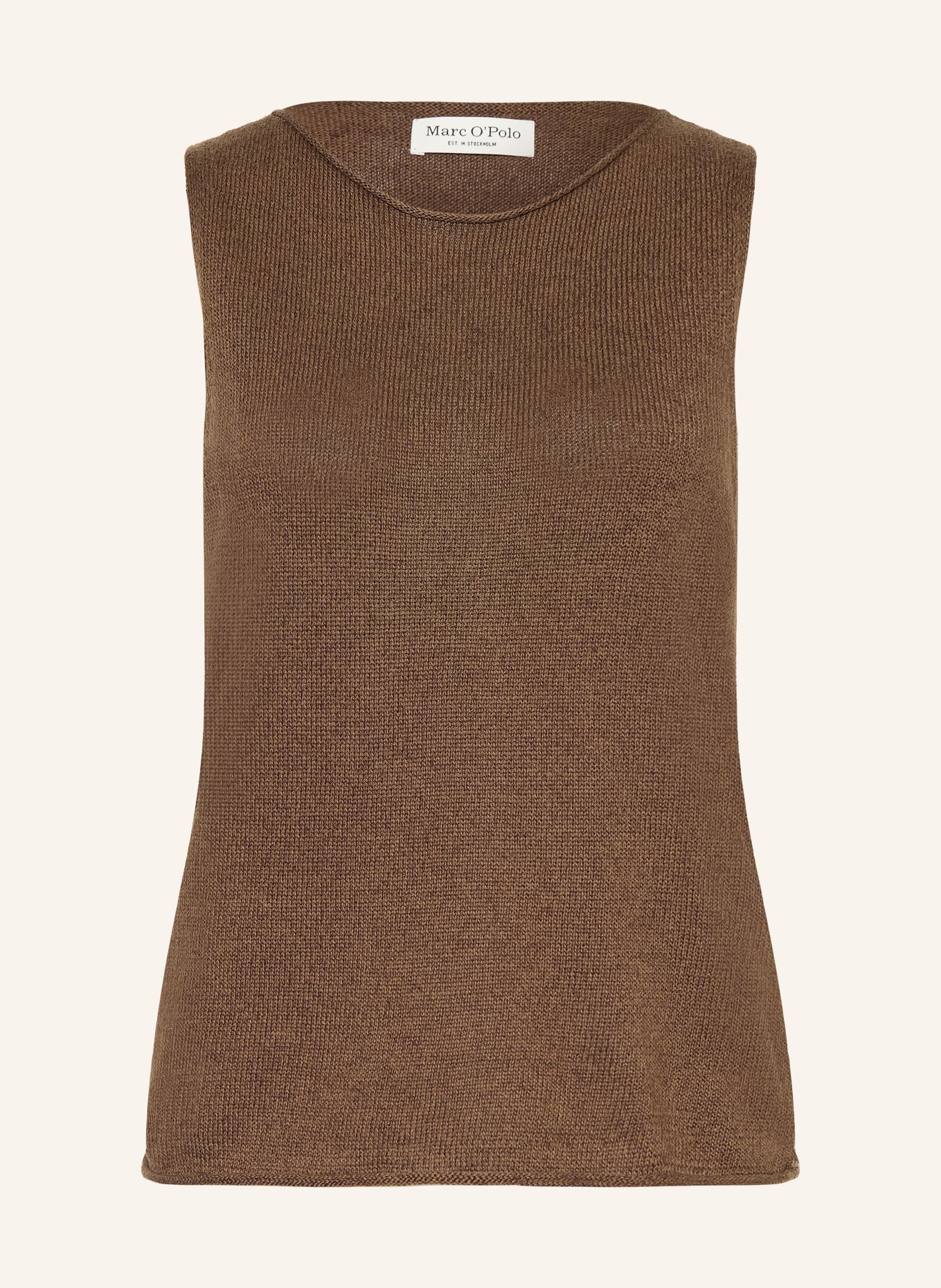 Marc O'Polo Dzianinowy top z lnem: CIEMNOBRĄZOWY