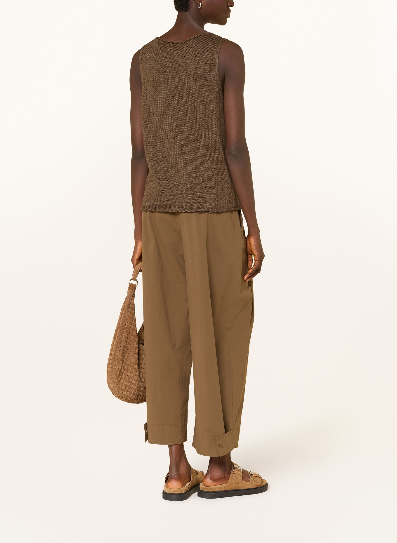 Marc O'Polo Dzianinowy top z lnem: CIEMNOBRĄZOWY