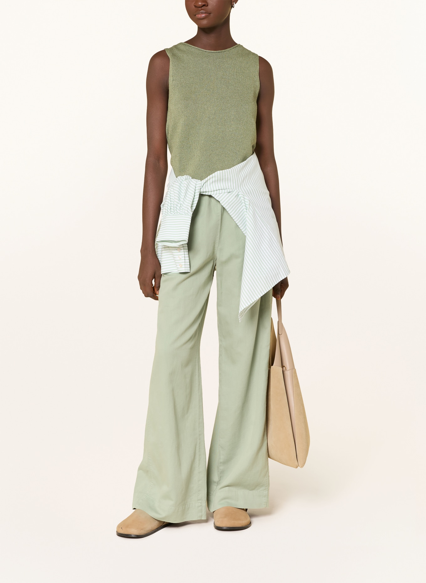 Marc O'Polo Dzianinowy top z lnem: OLIWKOWY