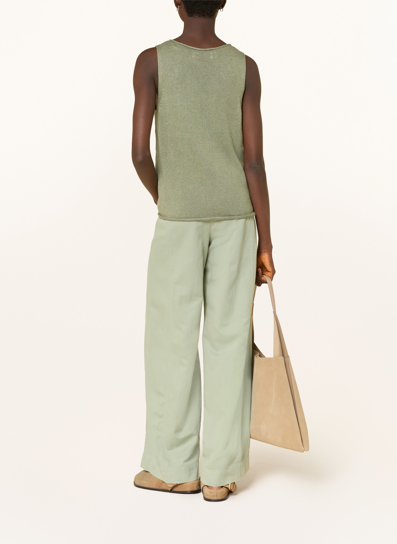 Marc O'Polo Dzianinowy top z lnem: OLIWKOWY