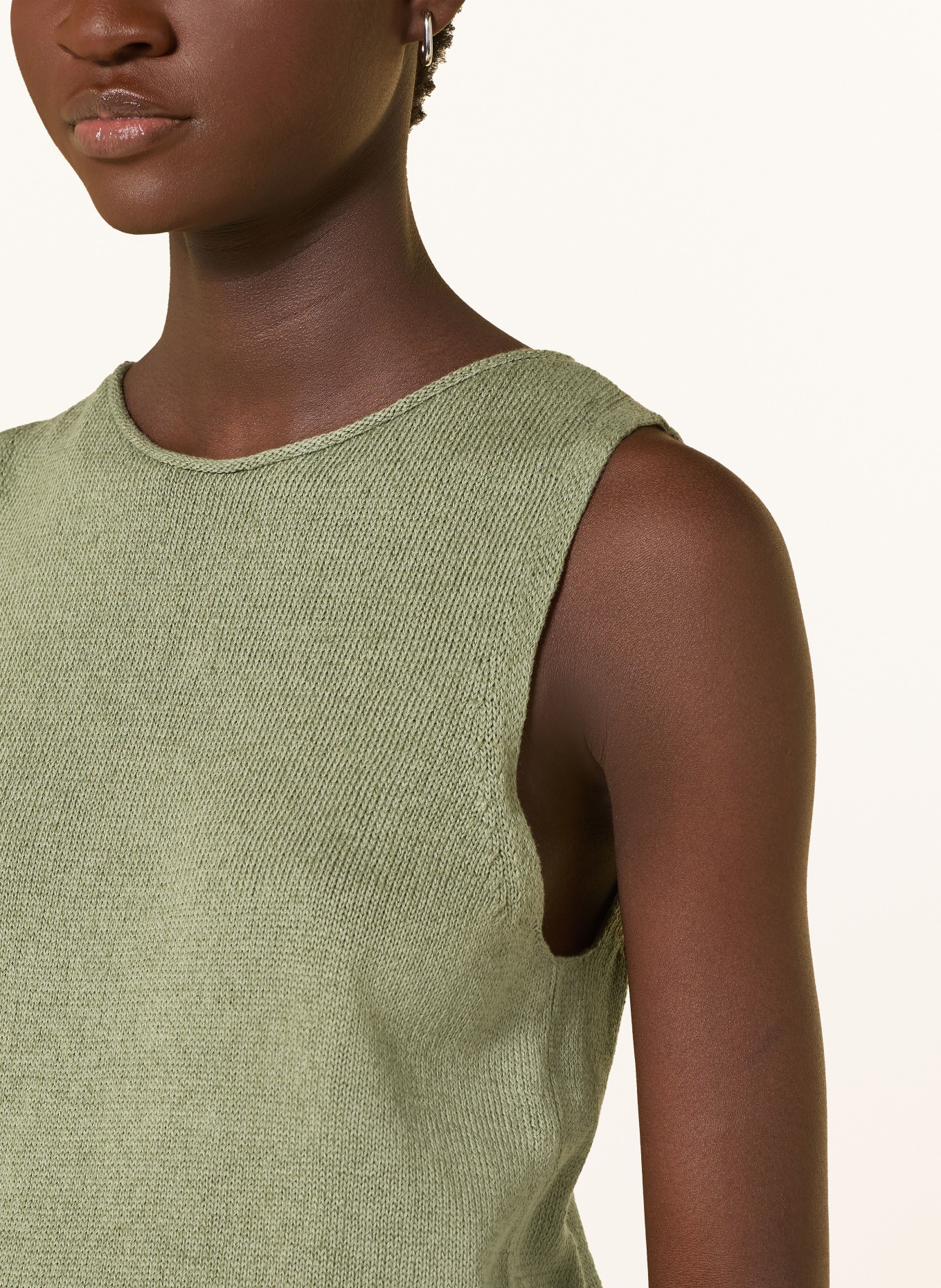 Marc O'Polo Dzianinowy top z lnem: OLIWKOWY