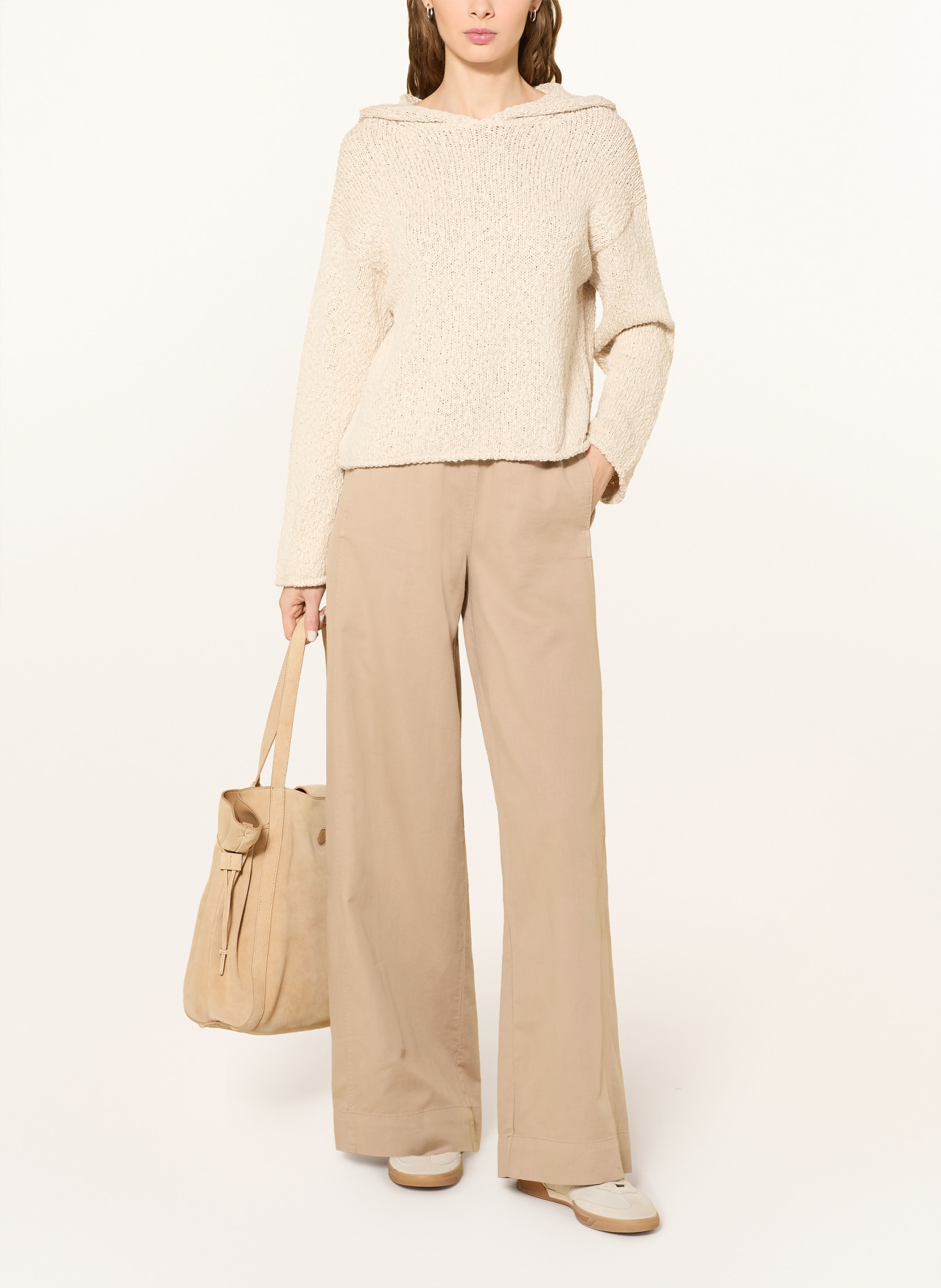 Marc O'Polo Strick-Hoodie: ECRU