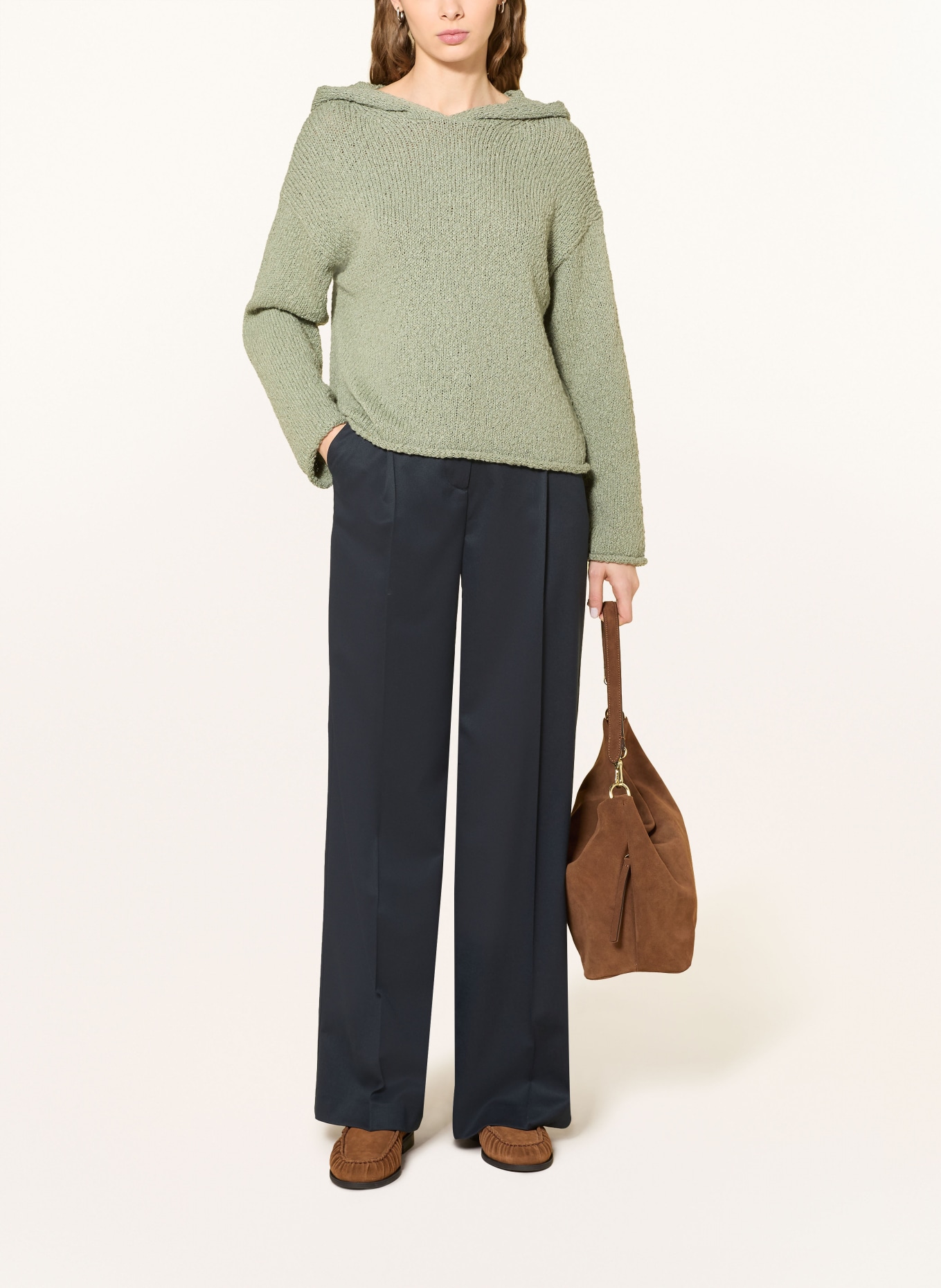 Marc O'Polo Strick-Hoodie: HELLGRÜN