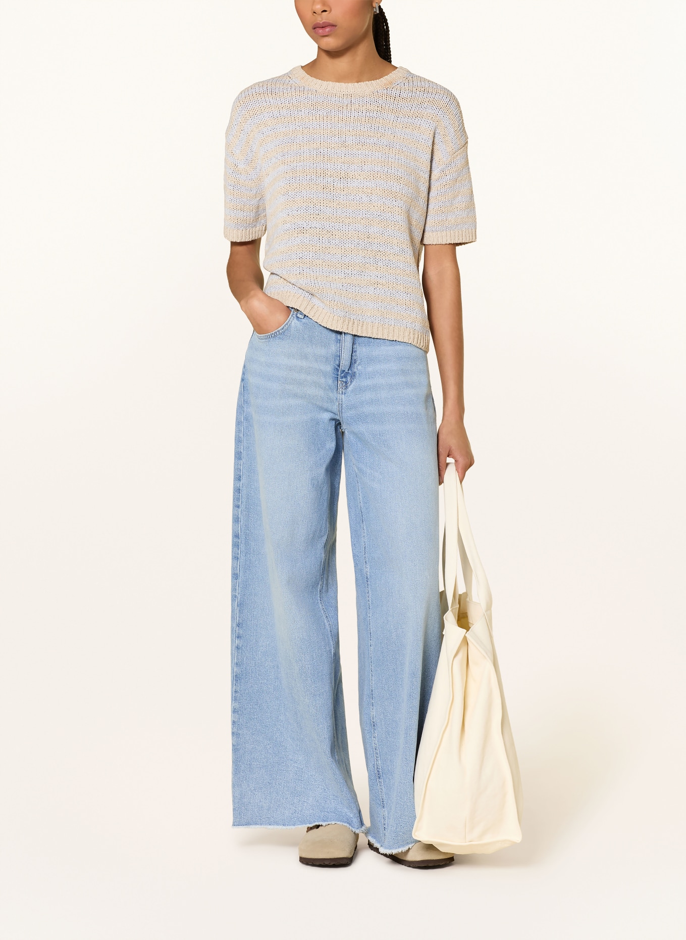 Marc O'Polo koszulka z dzianiny: JASNOCZARY / JASNOFIOLETOWY