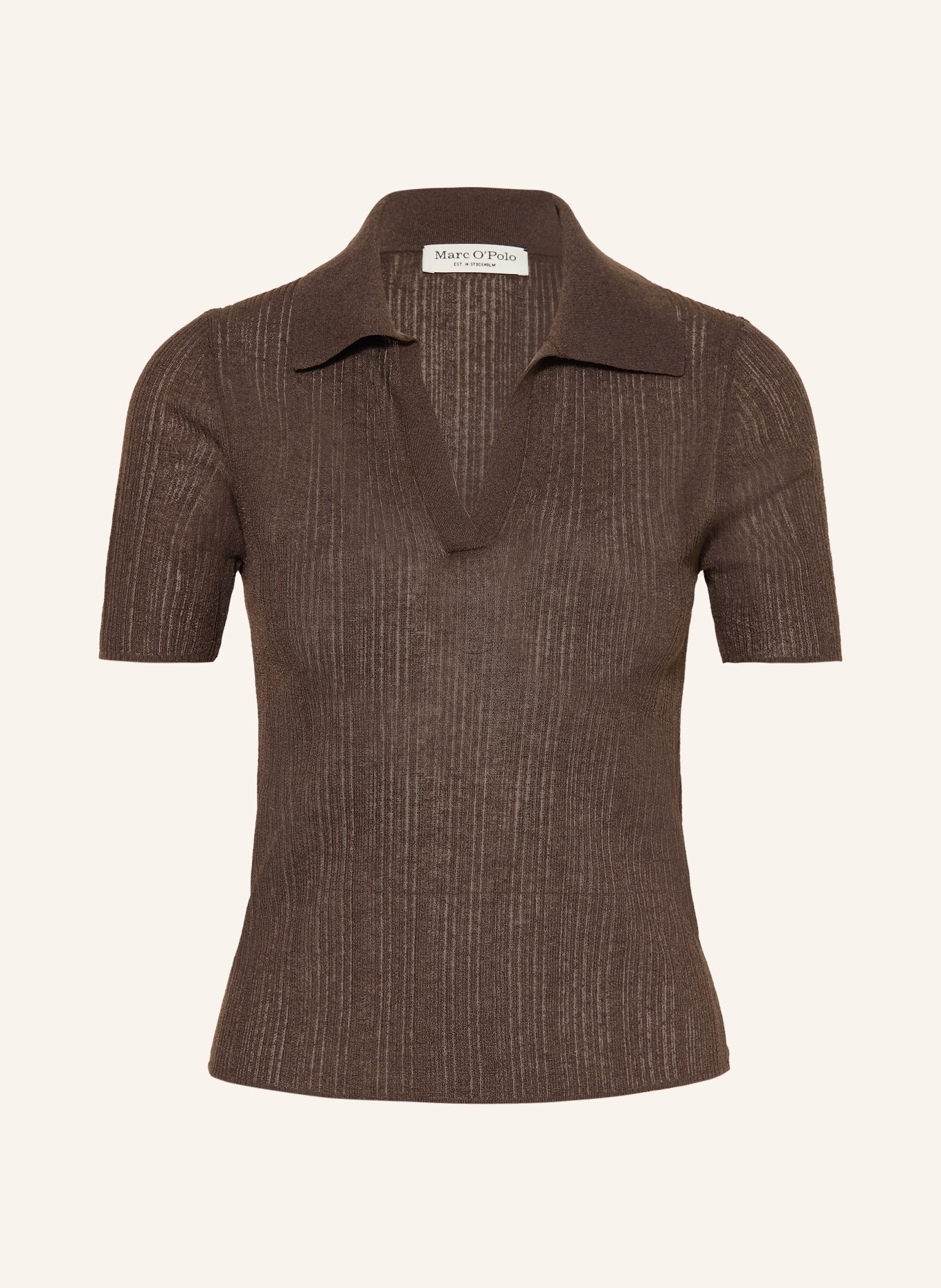 Marc O'Polo Strick-Poloshirt: DUNKELBRAUN