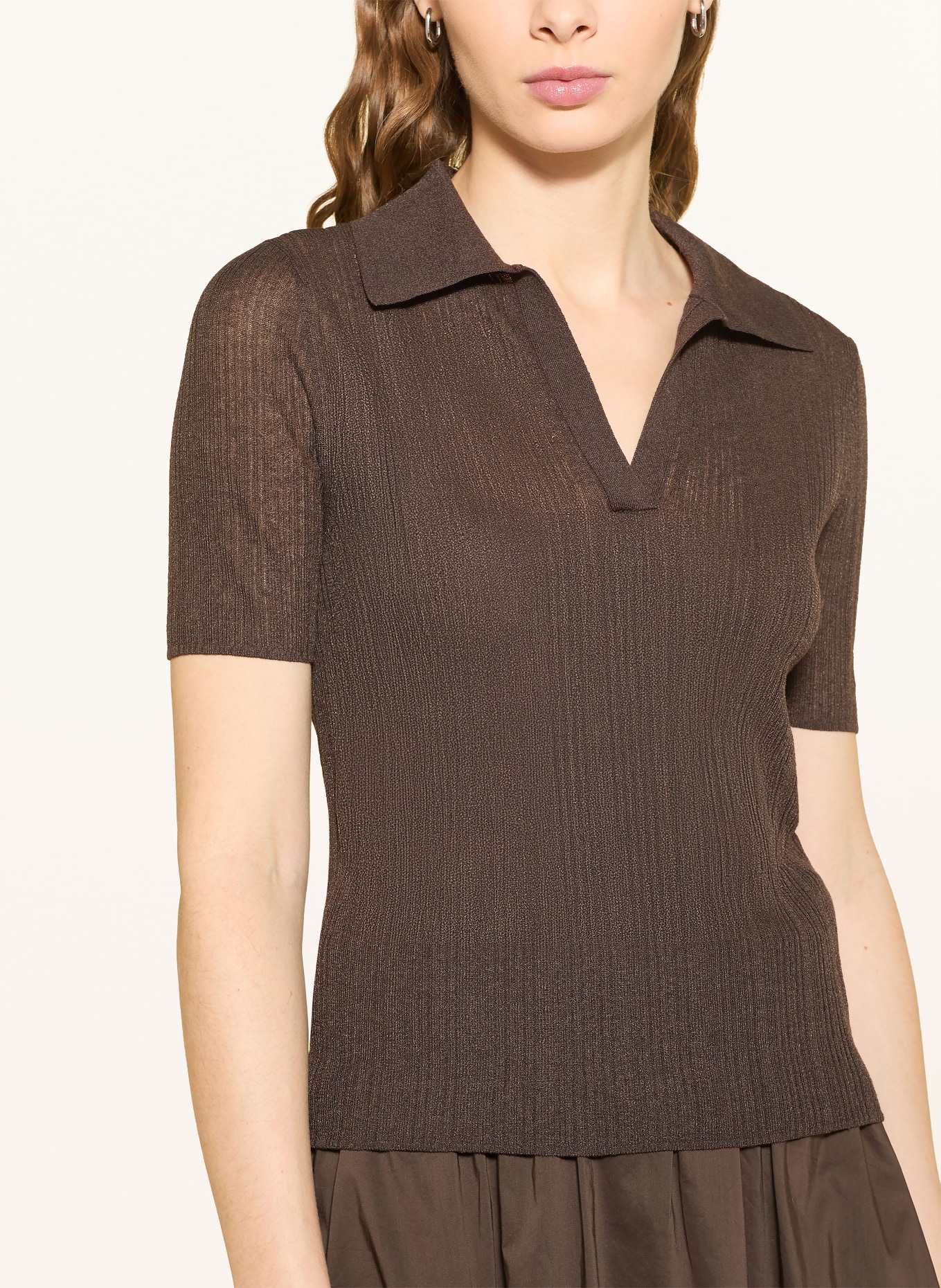 Marc O'Polo Strick-Poloshirt: DUNKELBRAUN