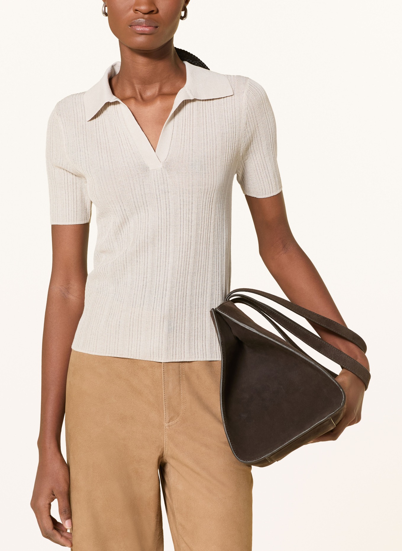 Marc O'Polo Strick-Poloshirt: HELLBRAUN