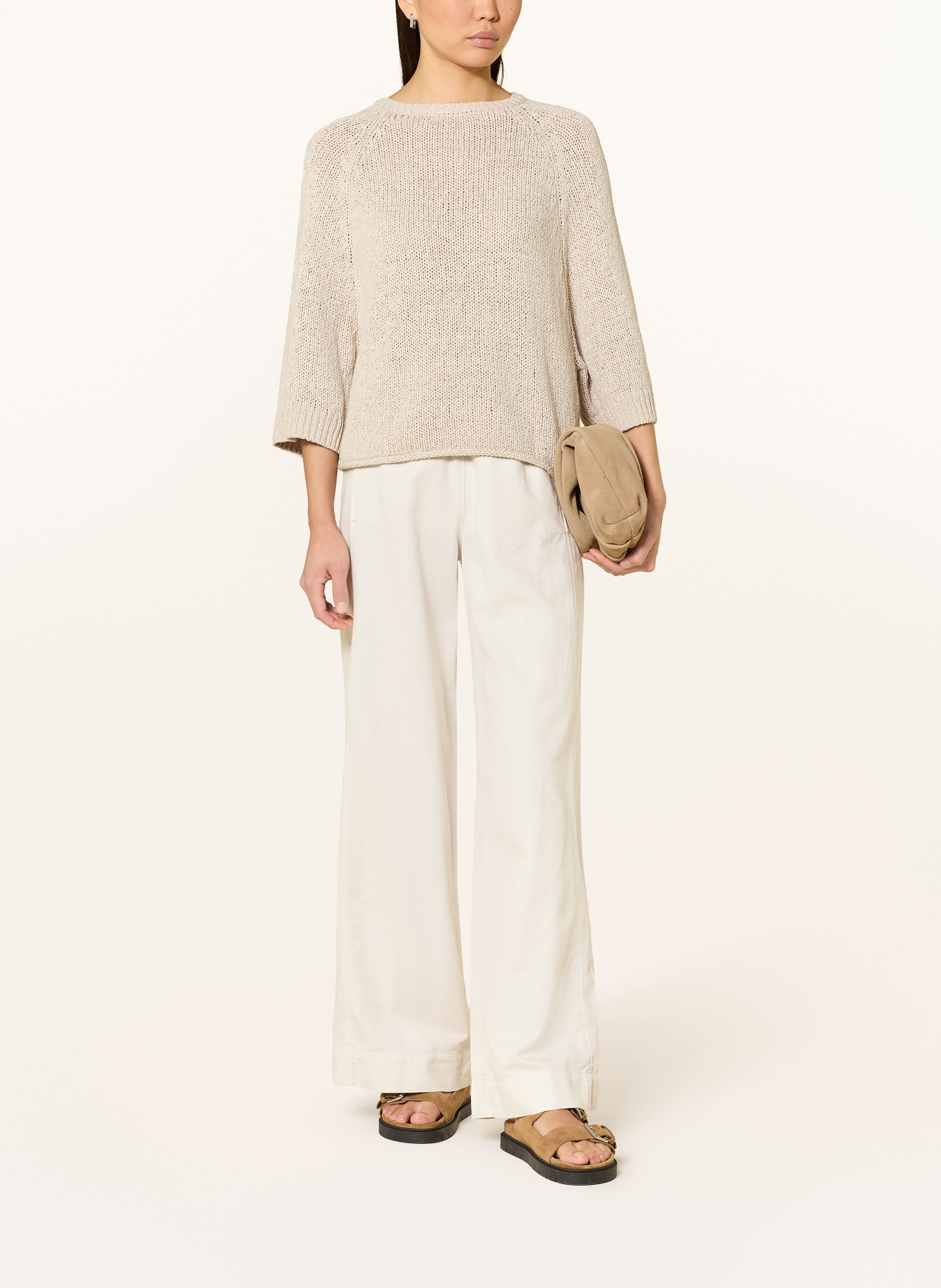 Marc O'Polo Spodnie z materiału typu marlene: BEŻOWY