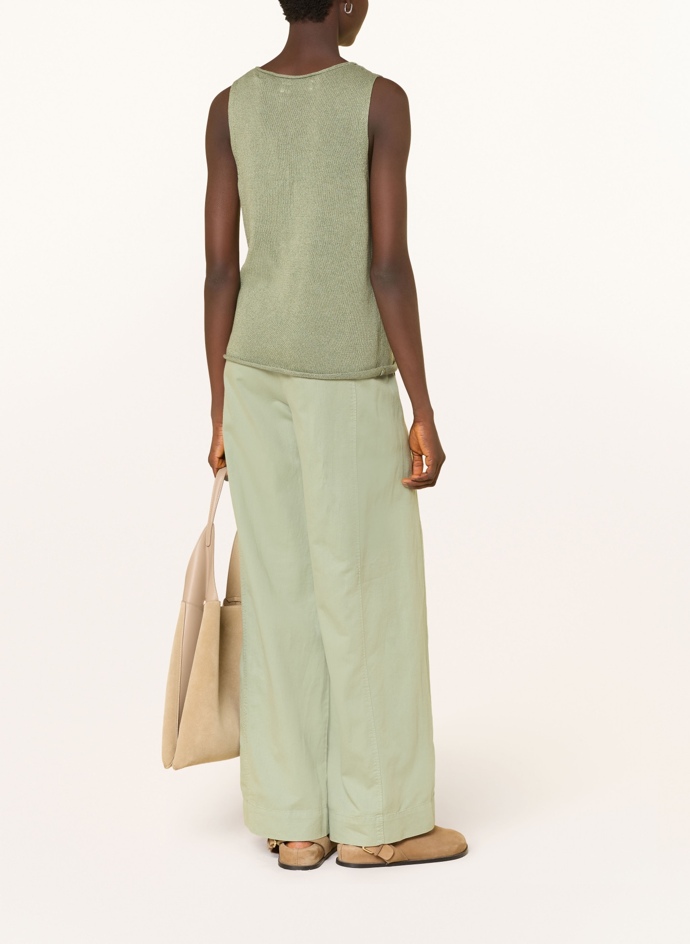 Marc O'Polo Spodnie z materiału typu marlene: JASNOZIELONY