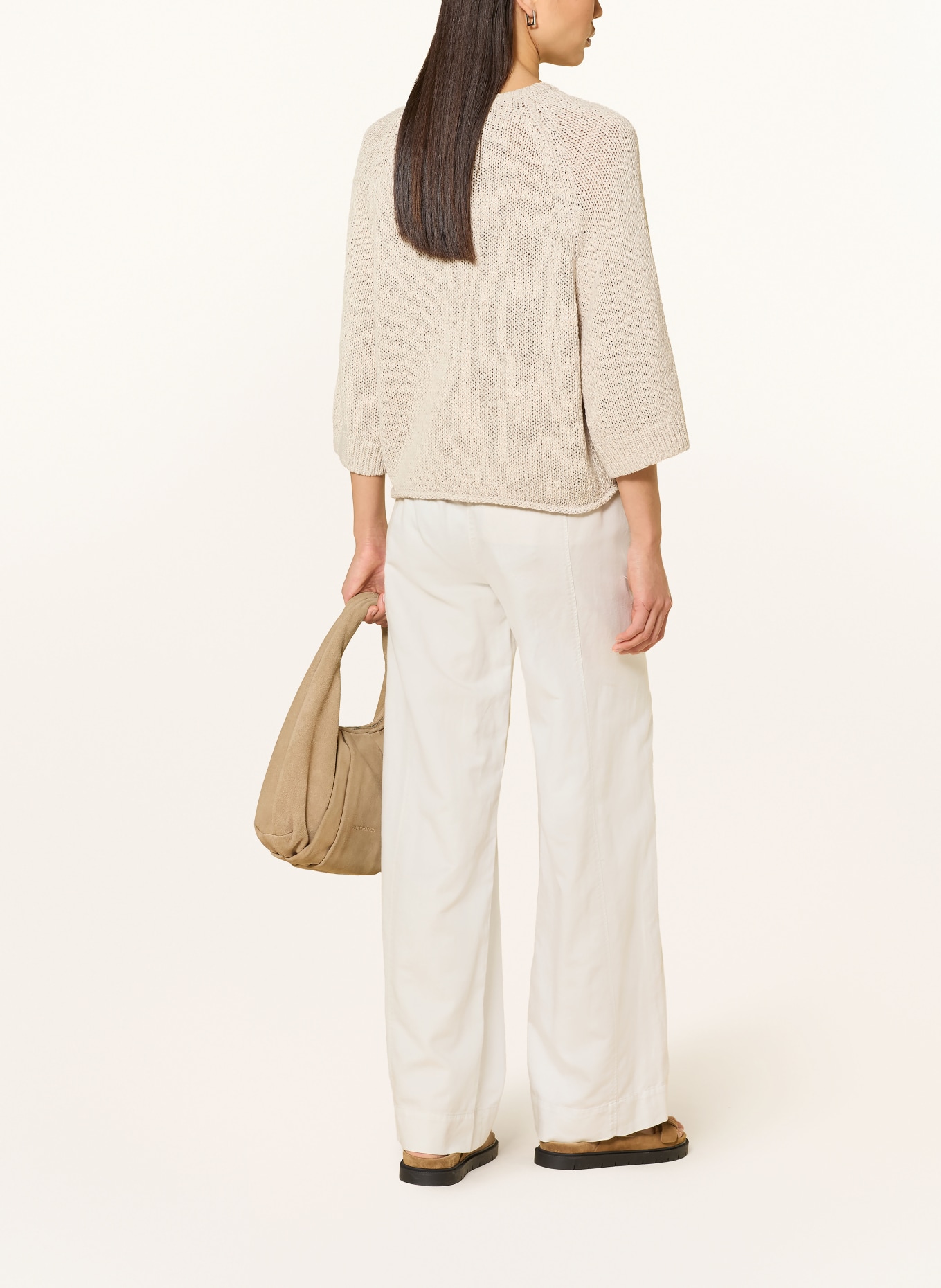 Marc O'Polo Spodnie z materiału typu marlene: BEŻOWY