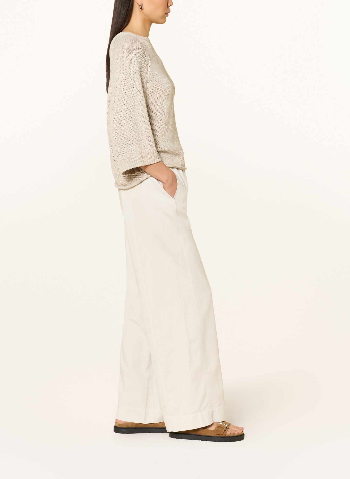 Marc O'Polo Spodnie z materiału typu marlene: BEŻOWY