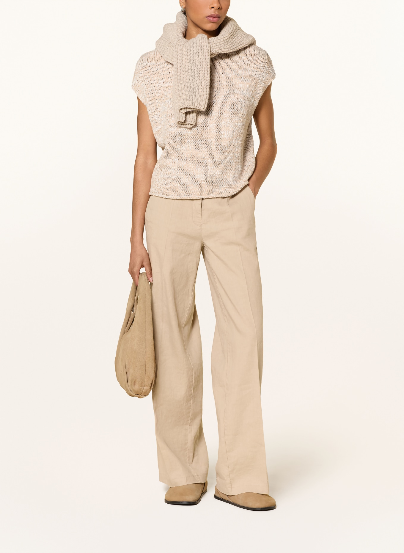 Marc O'Polo koszulka z dzianiny: BEŻOWY / BIAŁY