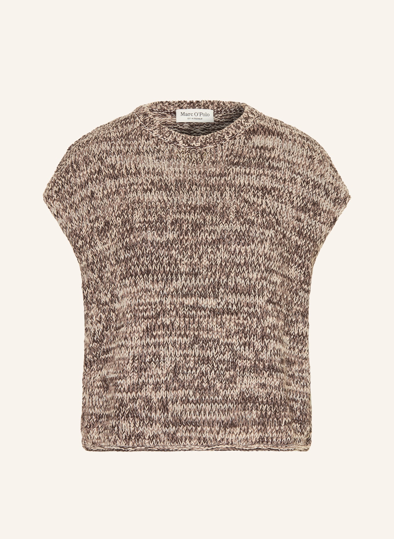 Marc O'Polo koszulka z dzianiny: CIEMNOBRĄZOWY / CAMELOWY / BIAŁY