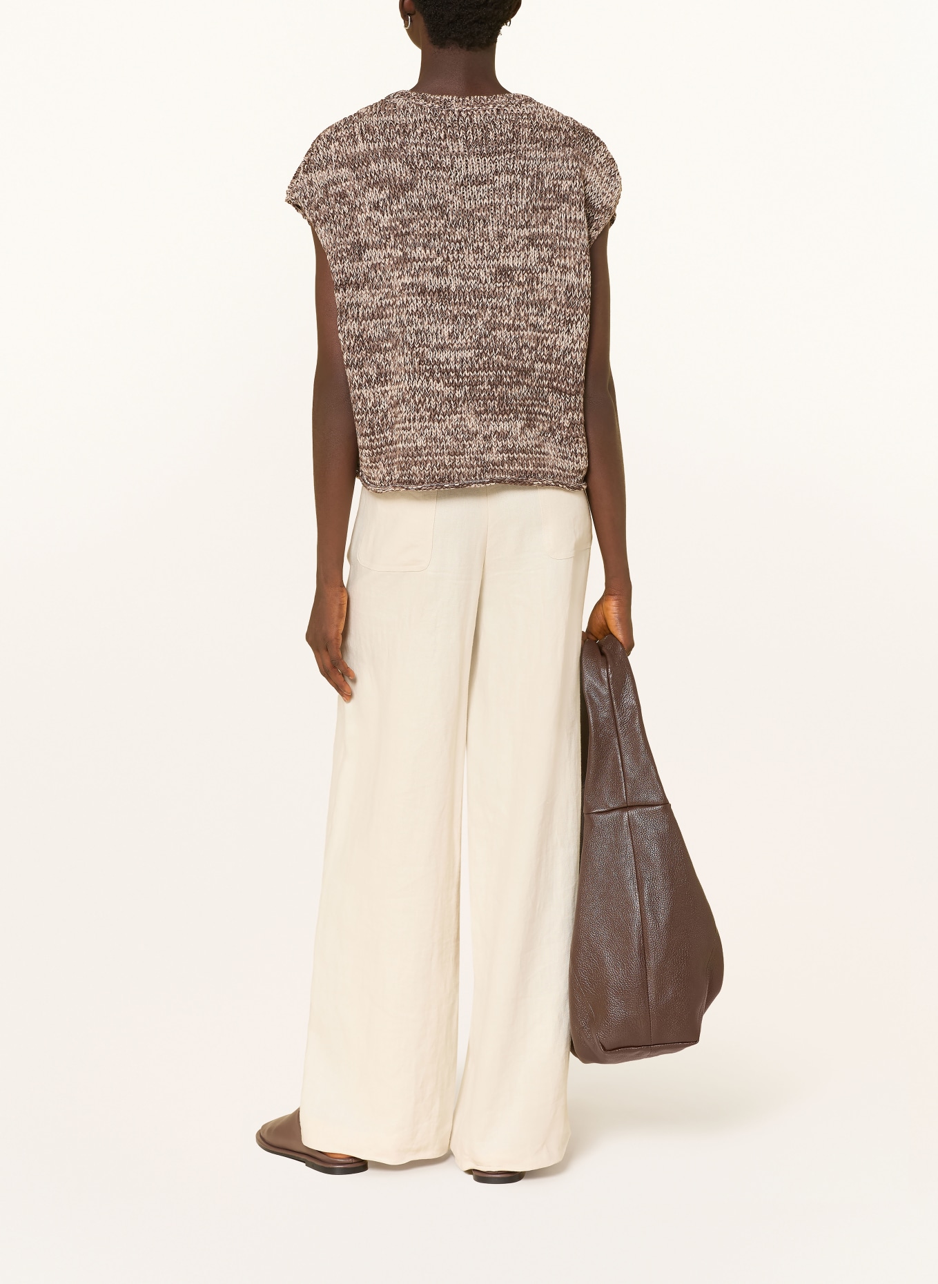 Marc O'Polo koszulka z dzianiny: CIEMNOBRĄZOWY / CAMELOWY / BIAŁY