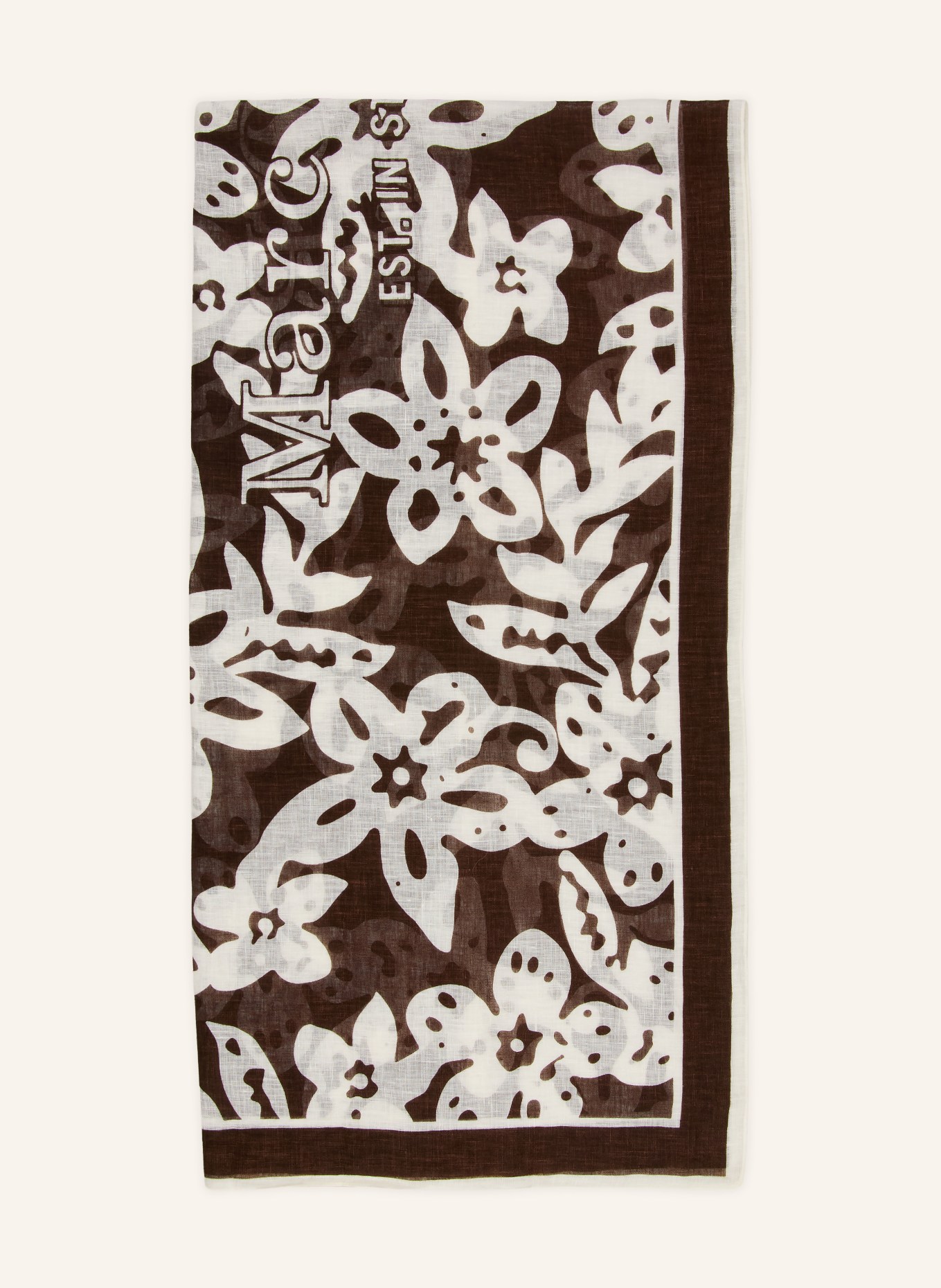 Marc O'Polo Leinenschal: DUNKELBRAUN / WEISS