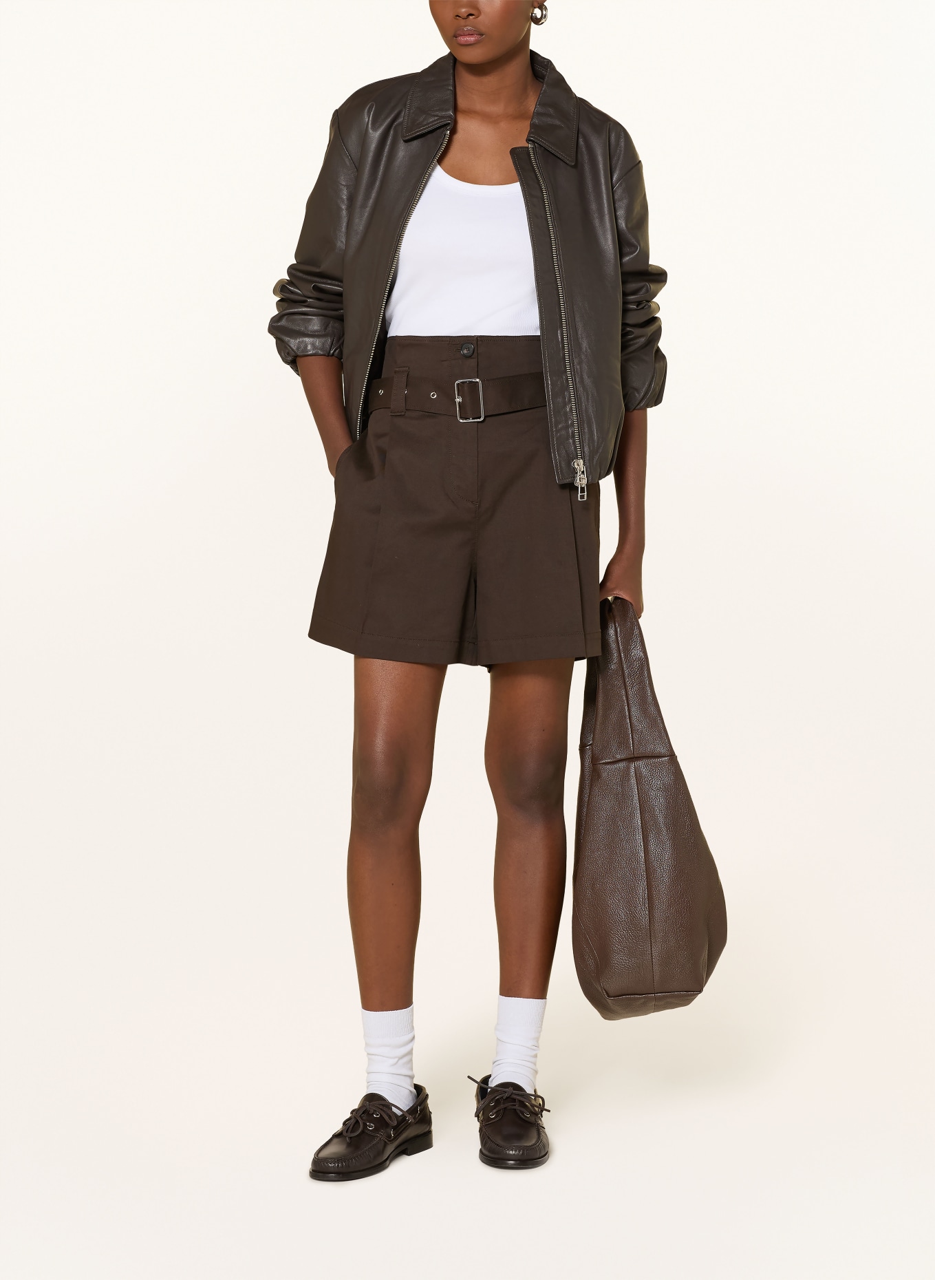 Marc O'Polo Paperbag-Shorts: DUNKELBRAUN