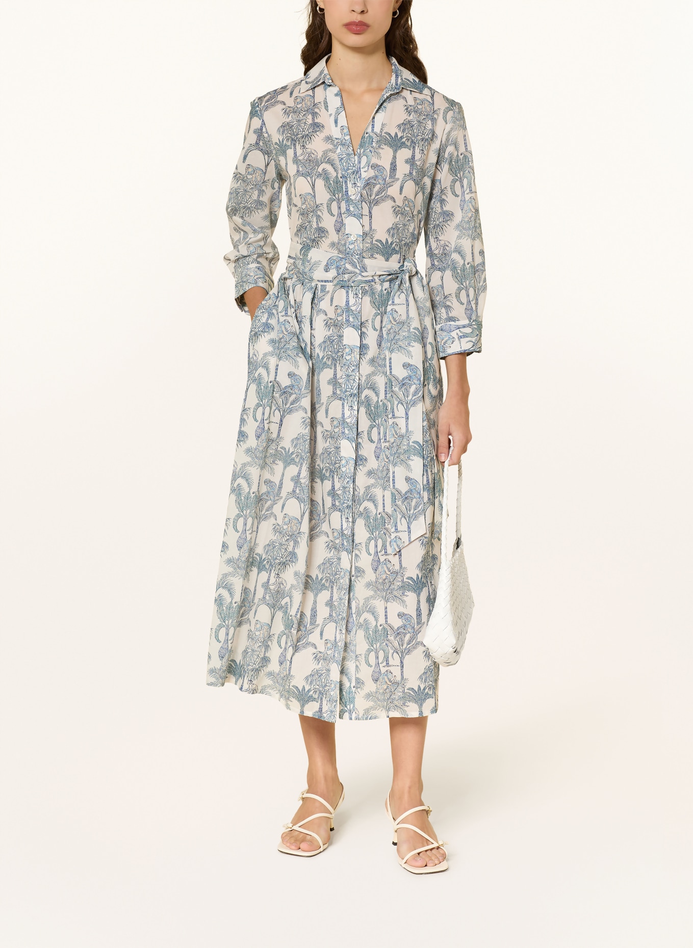 0039 ITALY JULENE shirt dress: WHITE / DARK BLUE