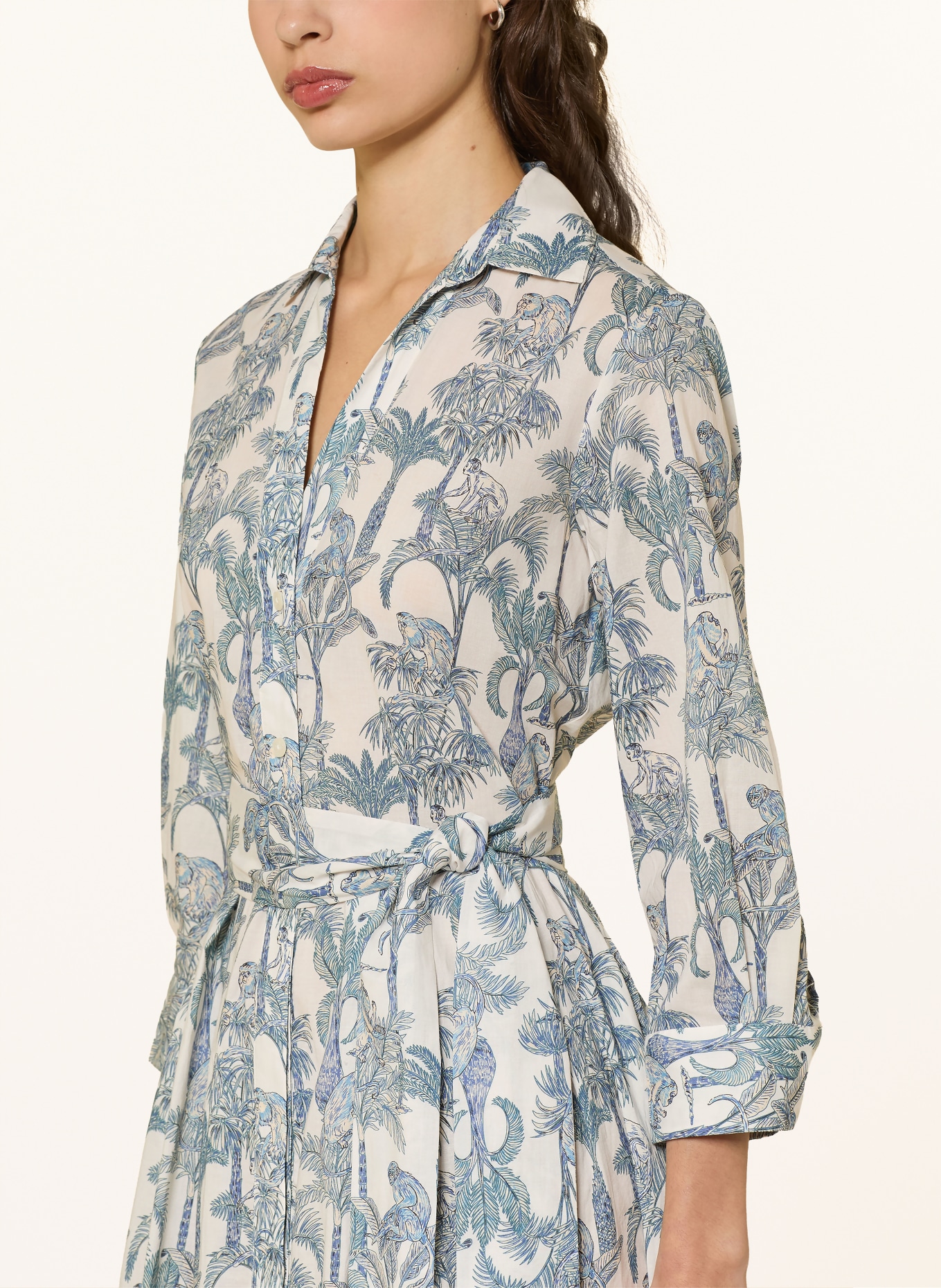 0039 ITALY JULENE shirt dress: WHITE / DARK BLUE