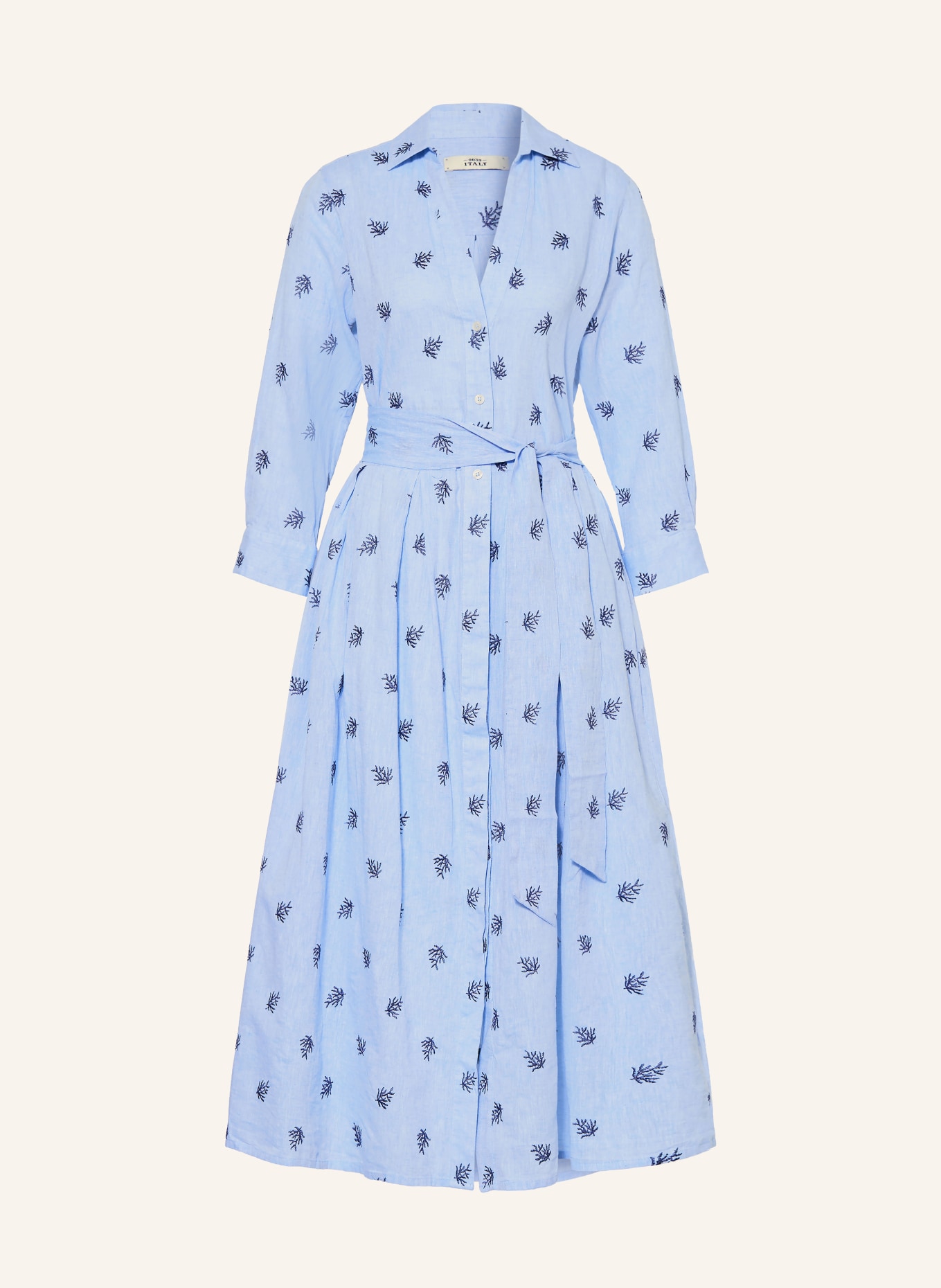 0039 ITALY Košilové šaty JULENE s lnem: TMAVĚ MODRÁ / TMAVĚ MODRÁ