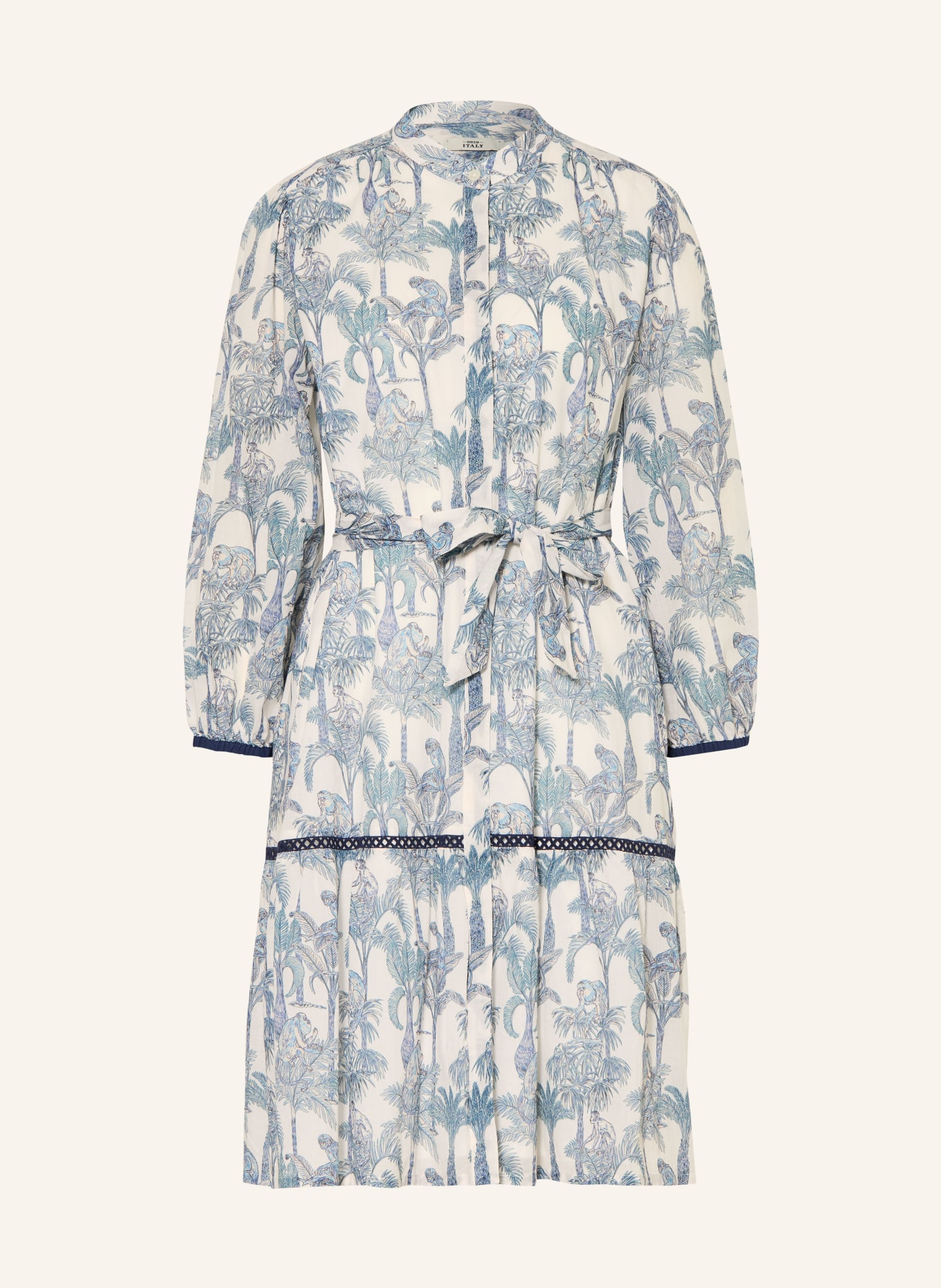 0039 ITALY Košilové šaty MILO s 3/4 rukávy a krajkou: KRÉMOVÁ / BÉŽOVÁ / ČERNOŠEDÁ