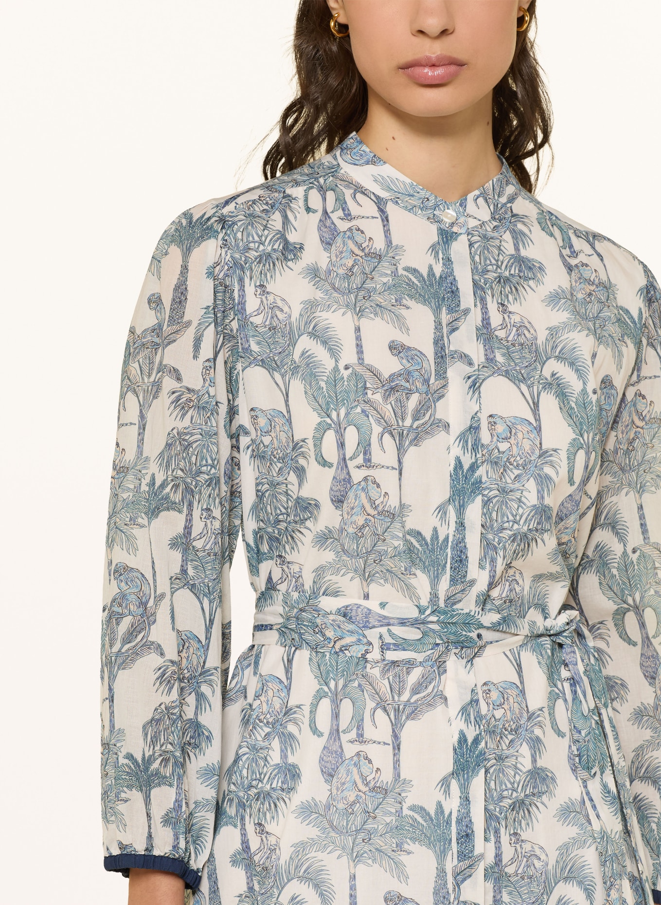 0039 ITALY Košilové šaty MILO s 3/4 rukávy a krajkou: KRÉMOVÁ / BÉŽOVÁ / ČERNOŠEDÁ