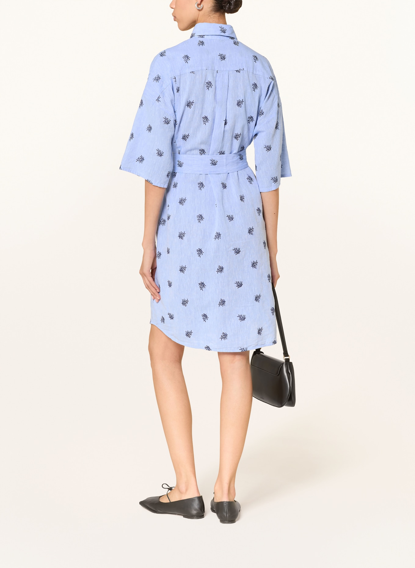 0039 ITALY Košilové šaty DERBY s lnem: TMAVĚ MODRÁ / TMAVĚ MODRÁ