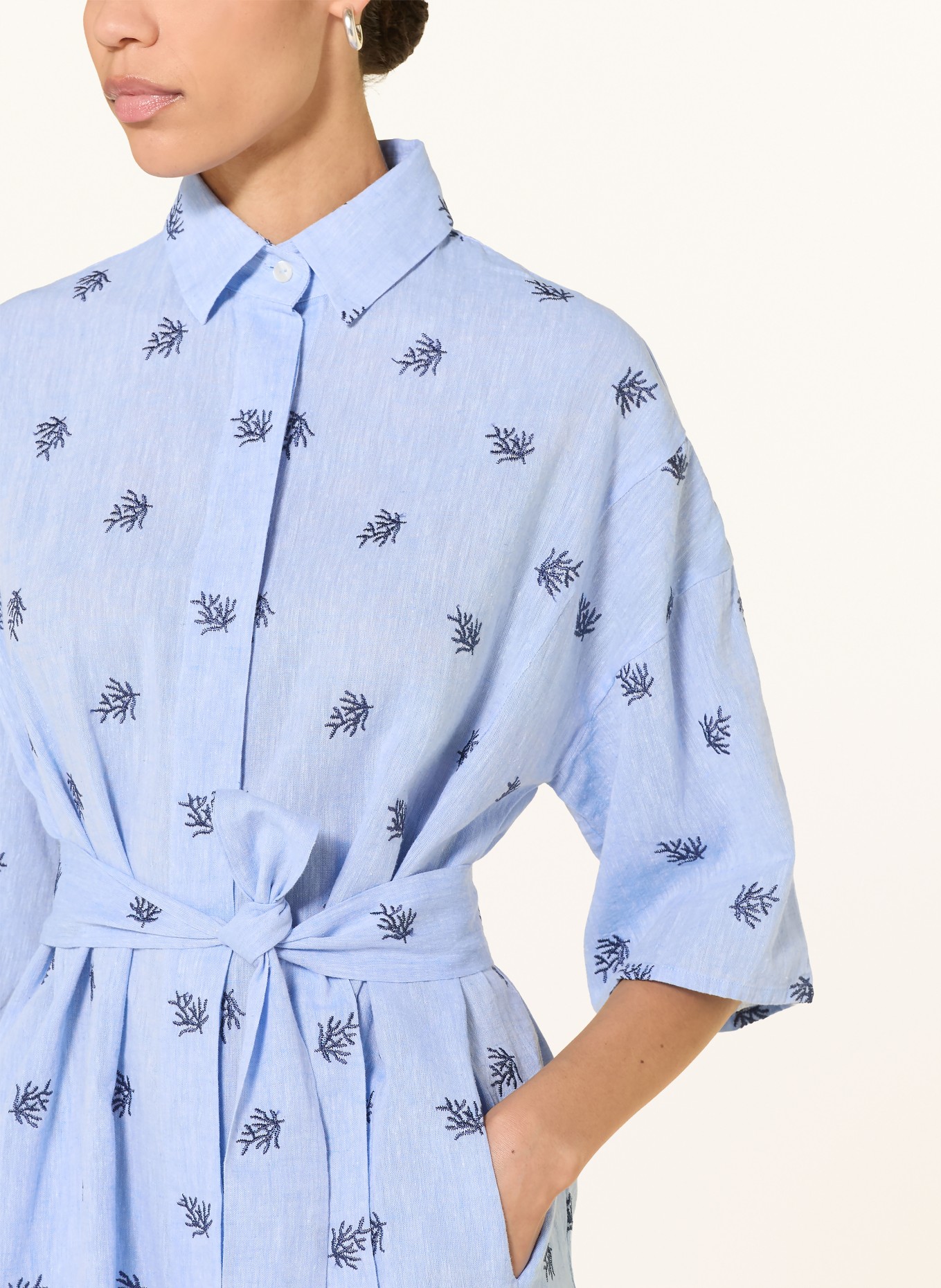 0039 ITALY Košilové šaty DERBY s lnem: TMAVĚ MODRÁ / TMAVĚ MODRÁ