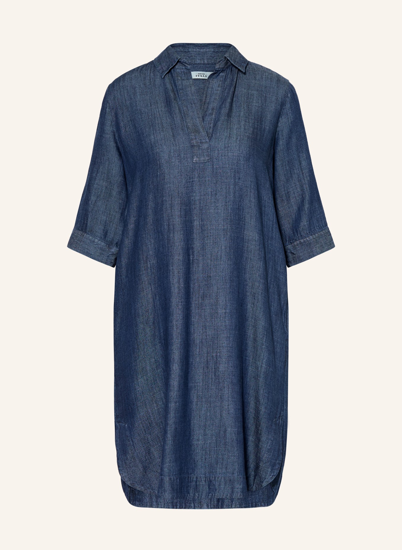 0039 ITALY Denim-look dress with 3/4-length sleeves: BLUE